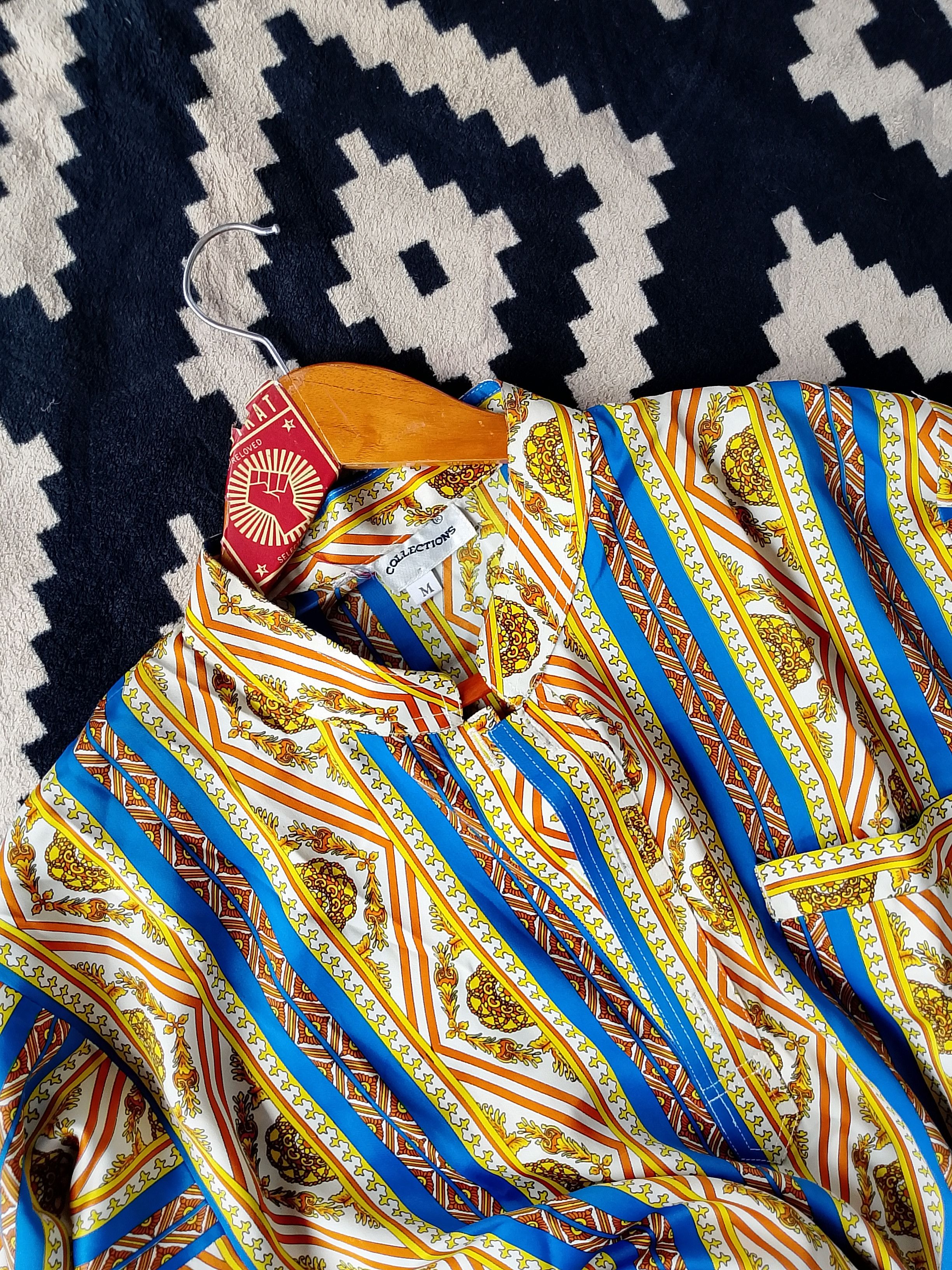 Vintage Rare Blue & Gold Avant-Garde Traditional Pattern Kurta Size US M / EU 48-50 / 2 - 5 Thumbnail