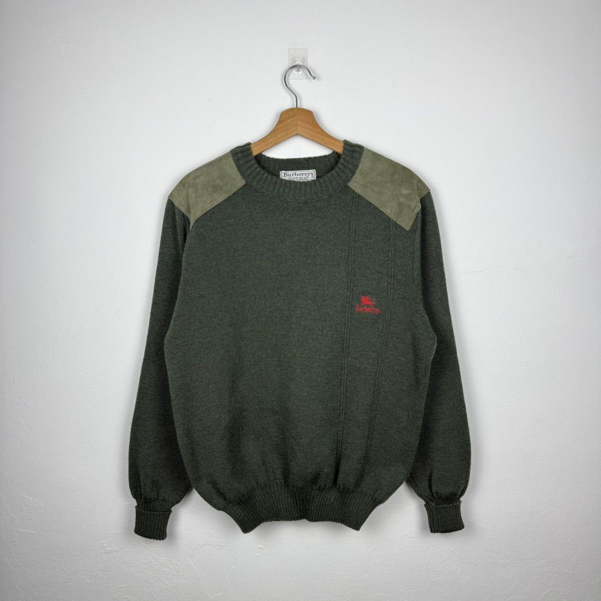 Burberry Vintage 90s Burberry's Padded Wool Knit Sweater Size US L / EU 52-54 / 3 - 1 Thumbnail