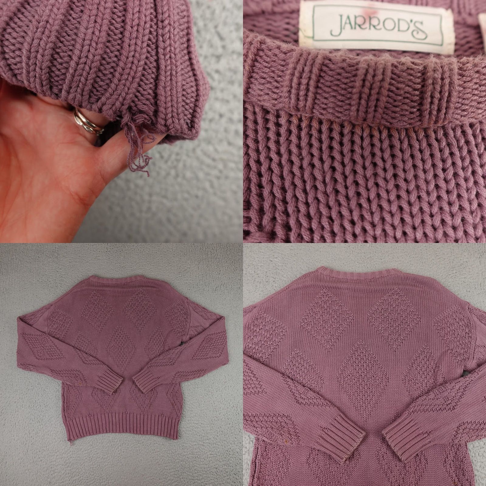 Harrods VINTAGE Jarrods Sweater Womens Large Pink Geometric Cable Knit Crewneck 90s Size L / US 10 / IT 46 - 8 Thumbnail