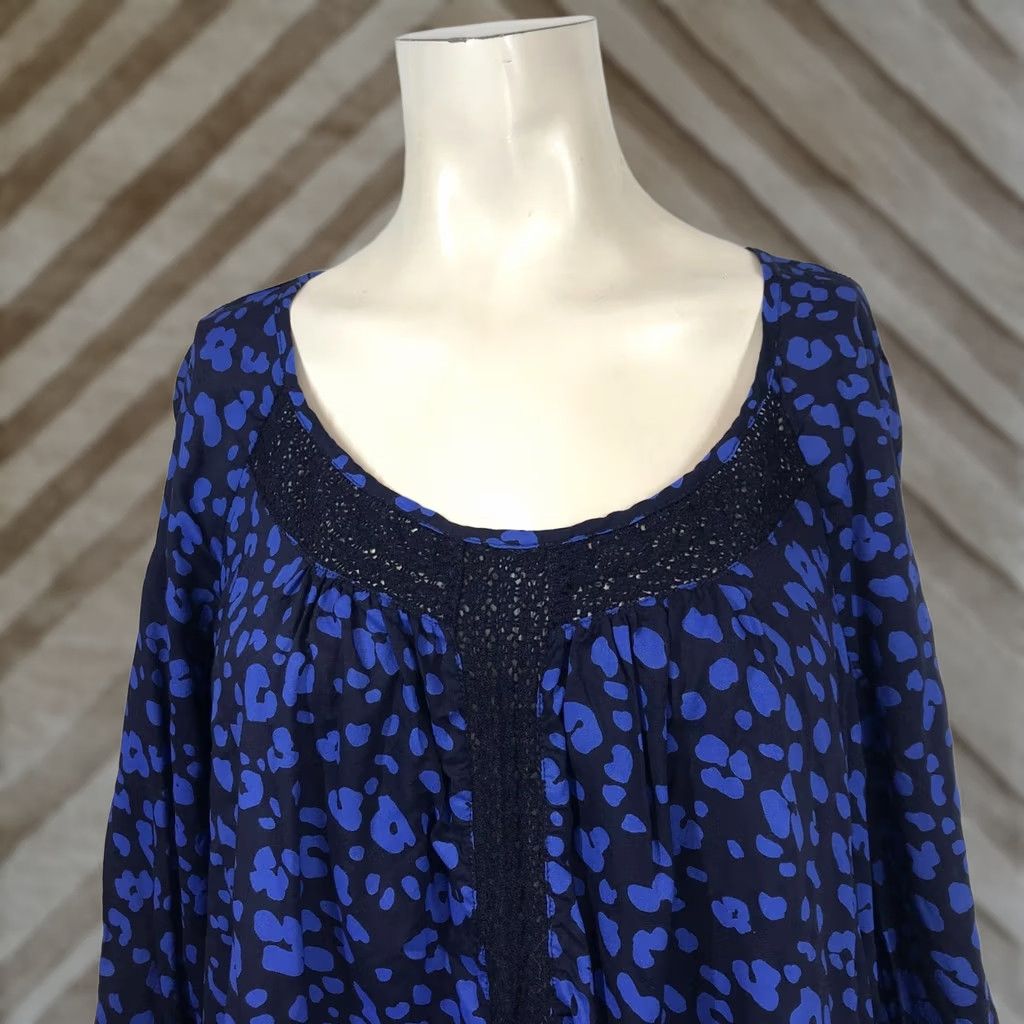 Vintage HD In Paris WOMEN'S Blouse Navy Round Neck 3/4 Sleeve M Size M / US 6-8 / IT 42-44 - 1 Thumbnail