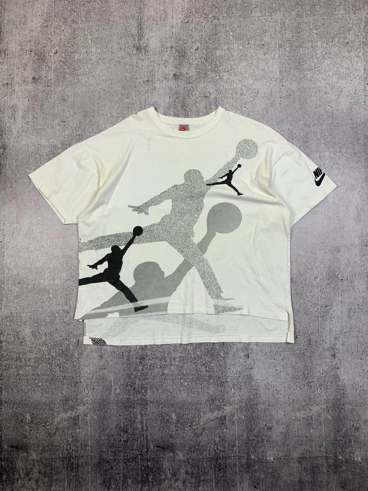 Pre-owned Jordan Nike Vintage Crazy Aop Nike Jordan T Shirt 80-90s In White