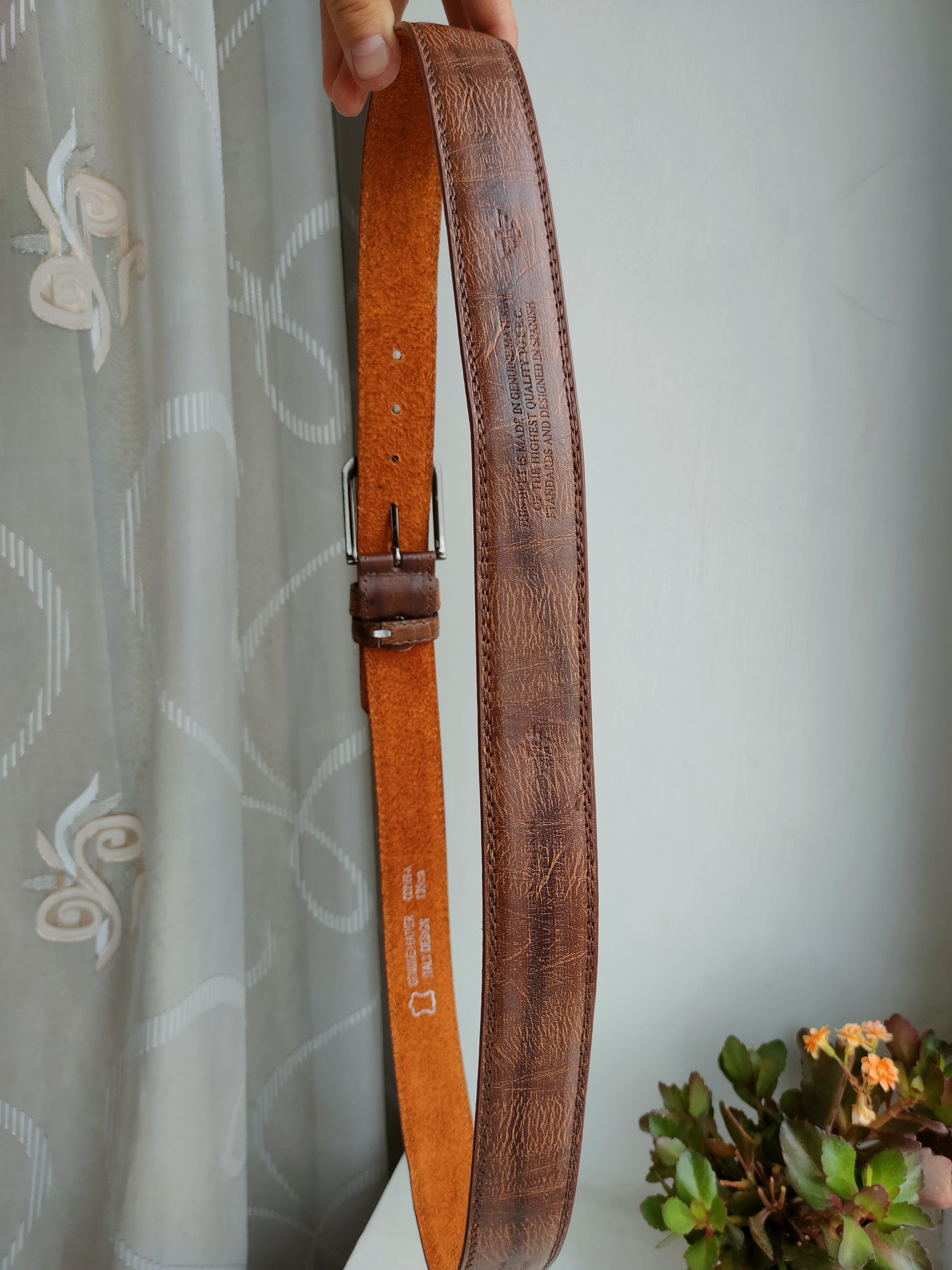 Genuine Leather Vintage Leather Belt Eagle Italy Design Men's Leather Belt Size ONE SIZE - 5 Thumbnail