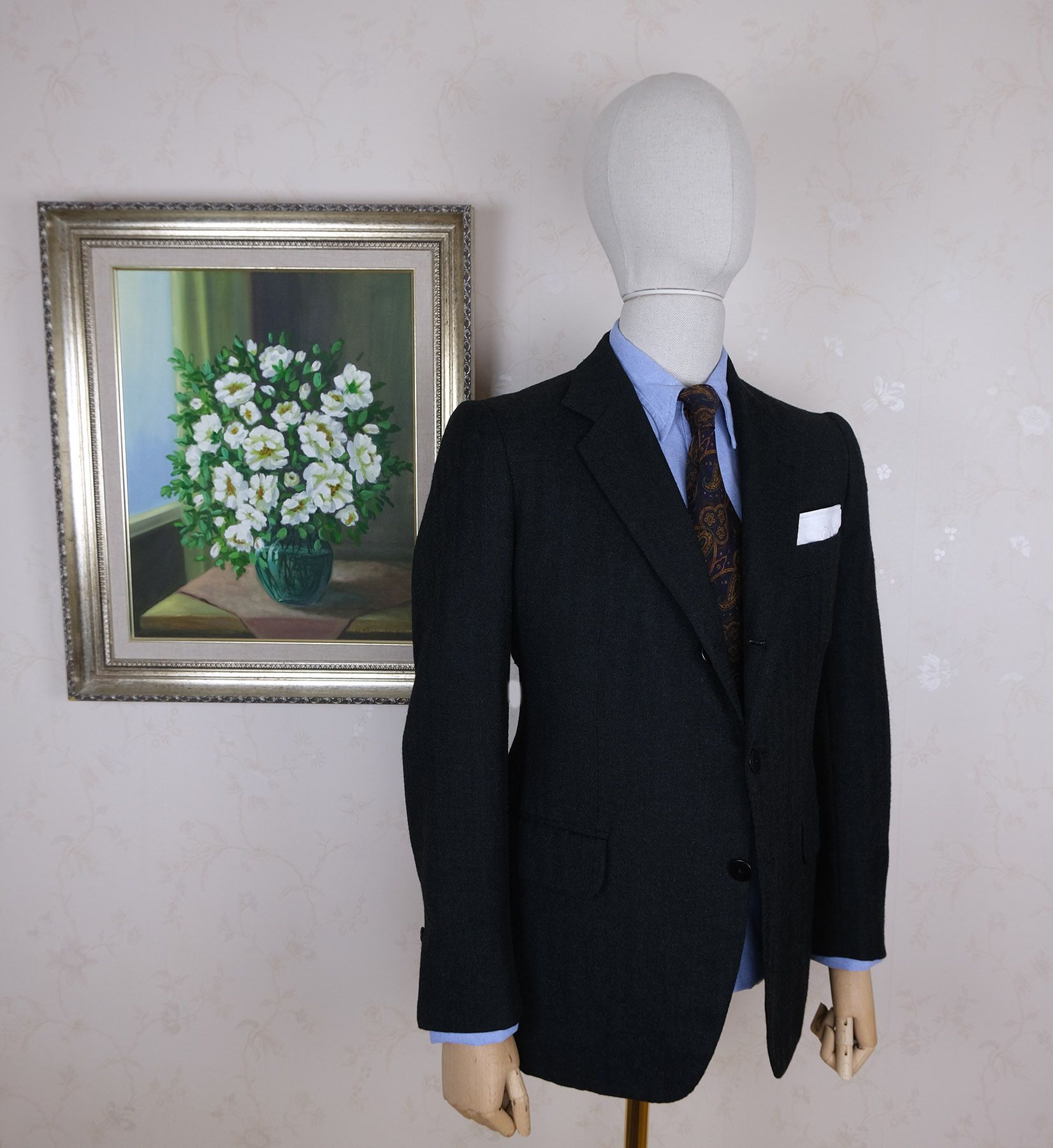 Lanvin Lanvin, gray bespoke tweed jacket, size 38UK, vintage Size 38R - 2 Thumbnail