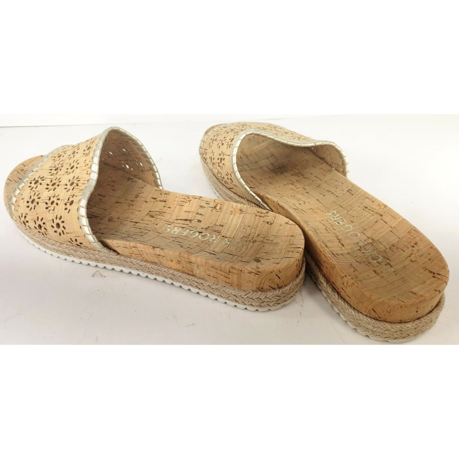 Jack Rogers Jack Rogers Sandals Women's 7M Tan Brown Cork Espadrille Slip On Wedge Casual Comfort & Style Size US 7 / IT 37 - 4 Thumbnail