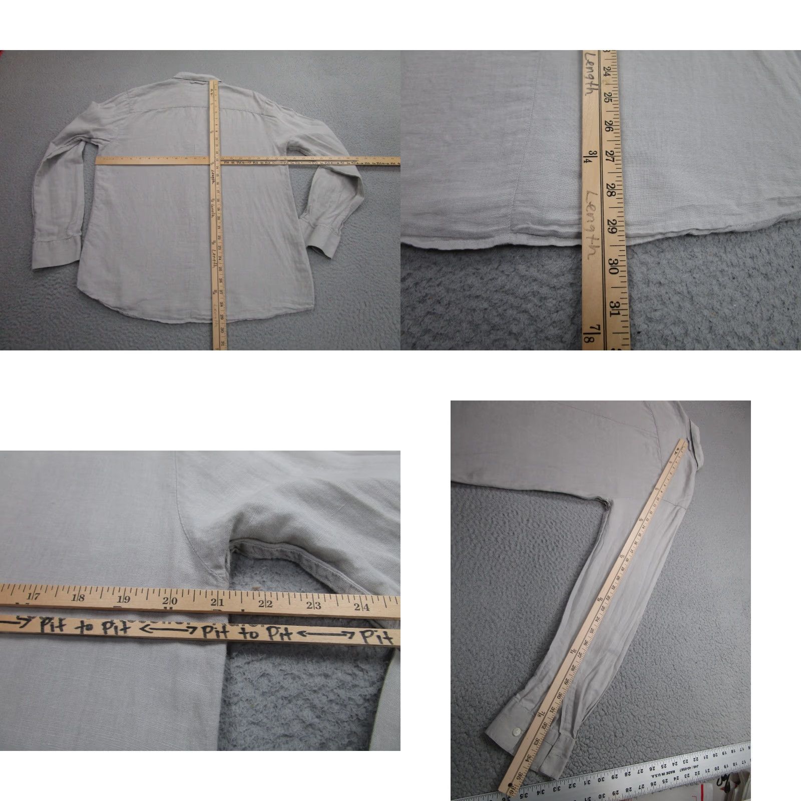 Onia ONIA Shirt Men Medium Gray Linen Blend Button Long Sleeve Chambray Casual Shirt Size US M / EU 48-50 / 2 - 8 Thumbnail