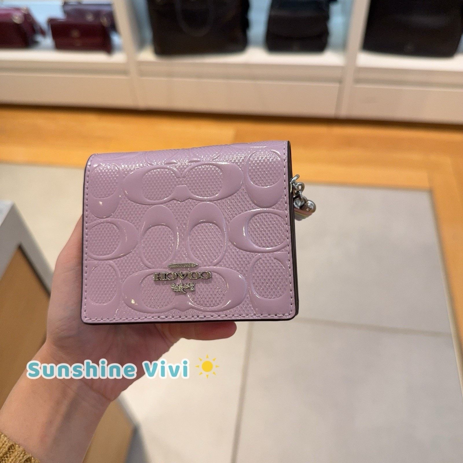 Coach NWT COACH Snap Wallet Leather Heart Charm CDF21 light Violet Size ONE SIZE - 2 Thumbnail