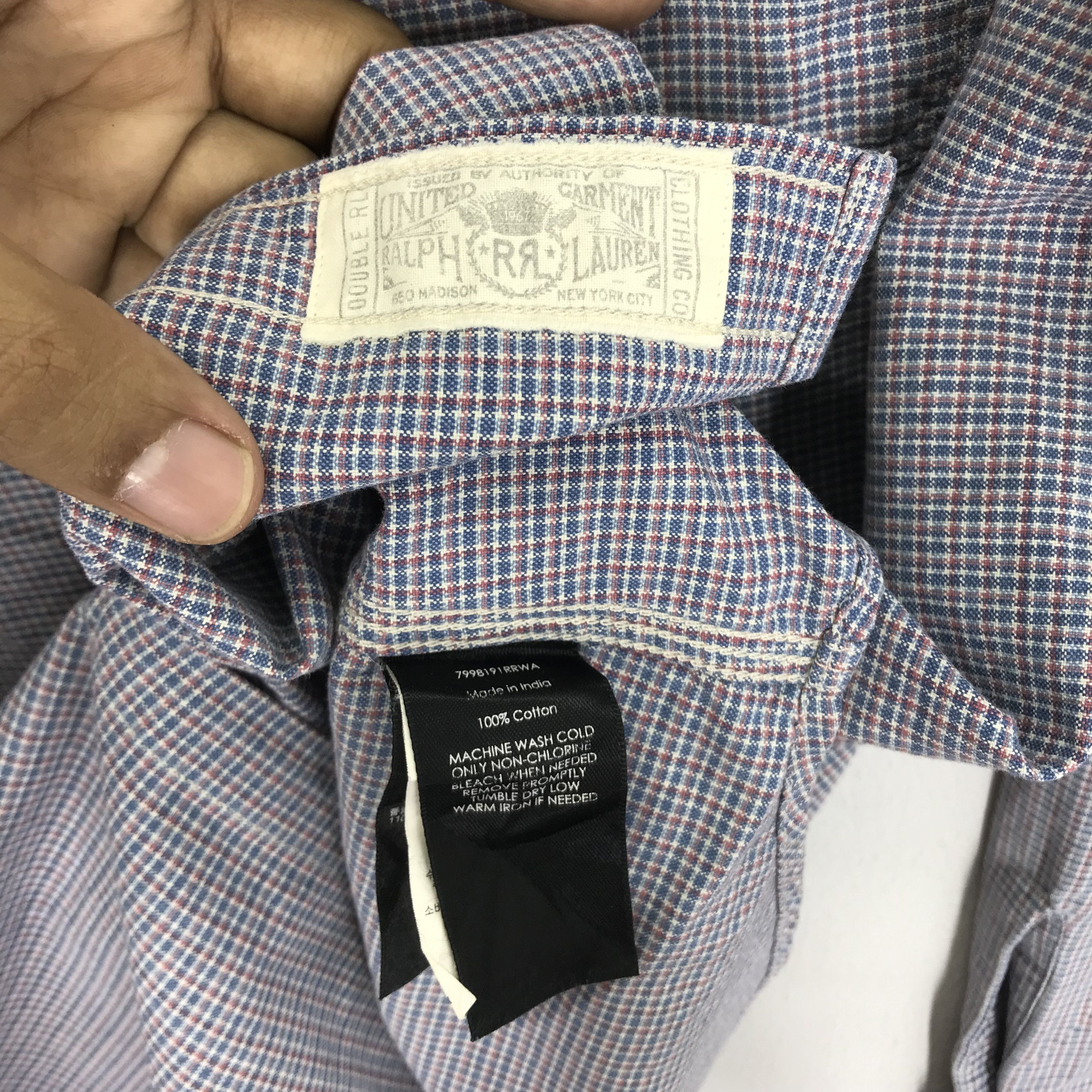 Polo Ralph Lauren × RRL Ralph Lauren × Vintage Vintage Polo Ralph Lauren Blue Checkered Double RL Casual Size US S / EU 44-46 / 1 - 7 Thumbnail
