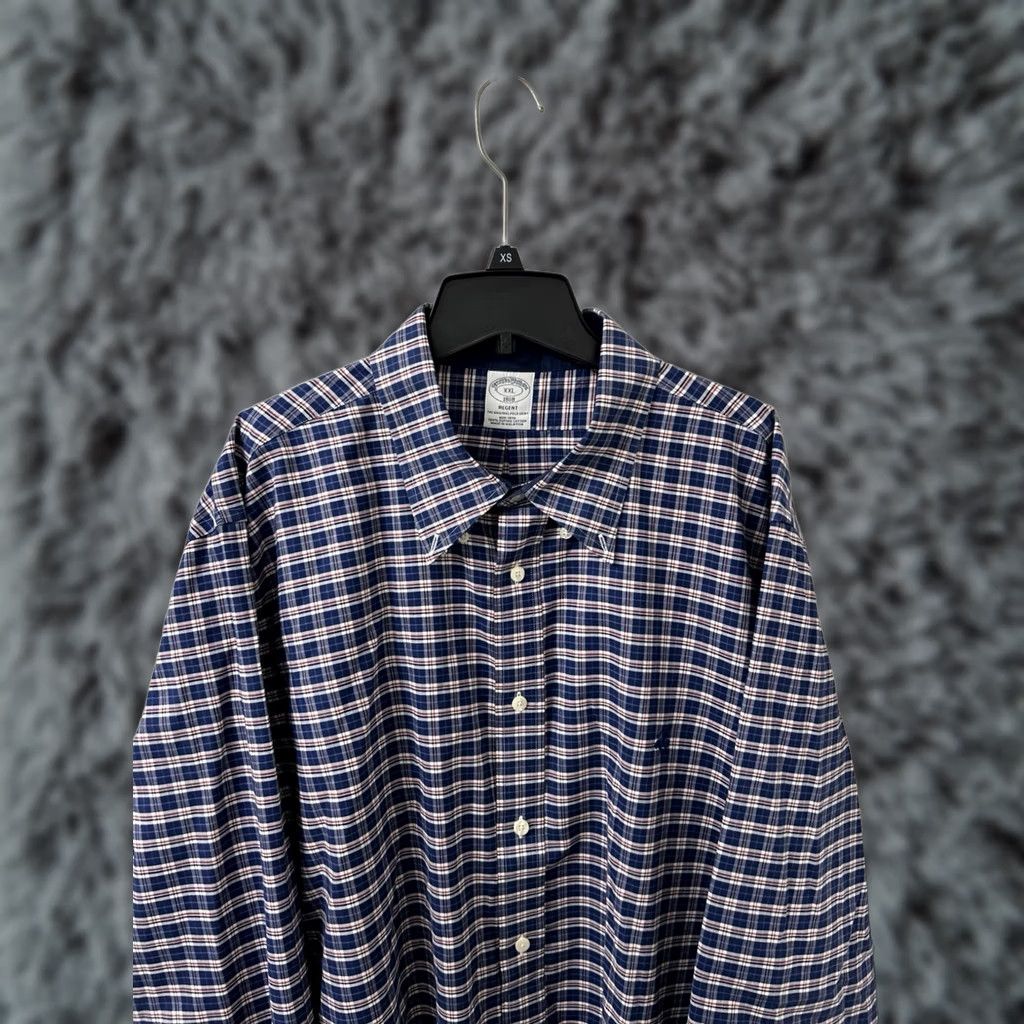 Brooks Brothers Brooks Brothers Original Polo Shirt Mens 2XL Blue Oxford Plaid Supima Cotton L/S Size US XXL / EU 58 / 5 - 1 Thumbnail