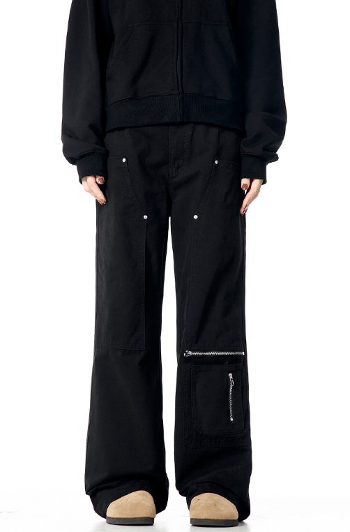 Japanese Brand × Jean American style zippered straight-leg loose black jeans Size US 32 / EU 48 - 1 Thumbnail