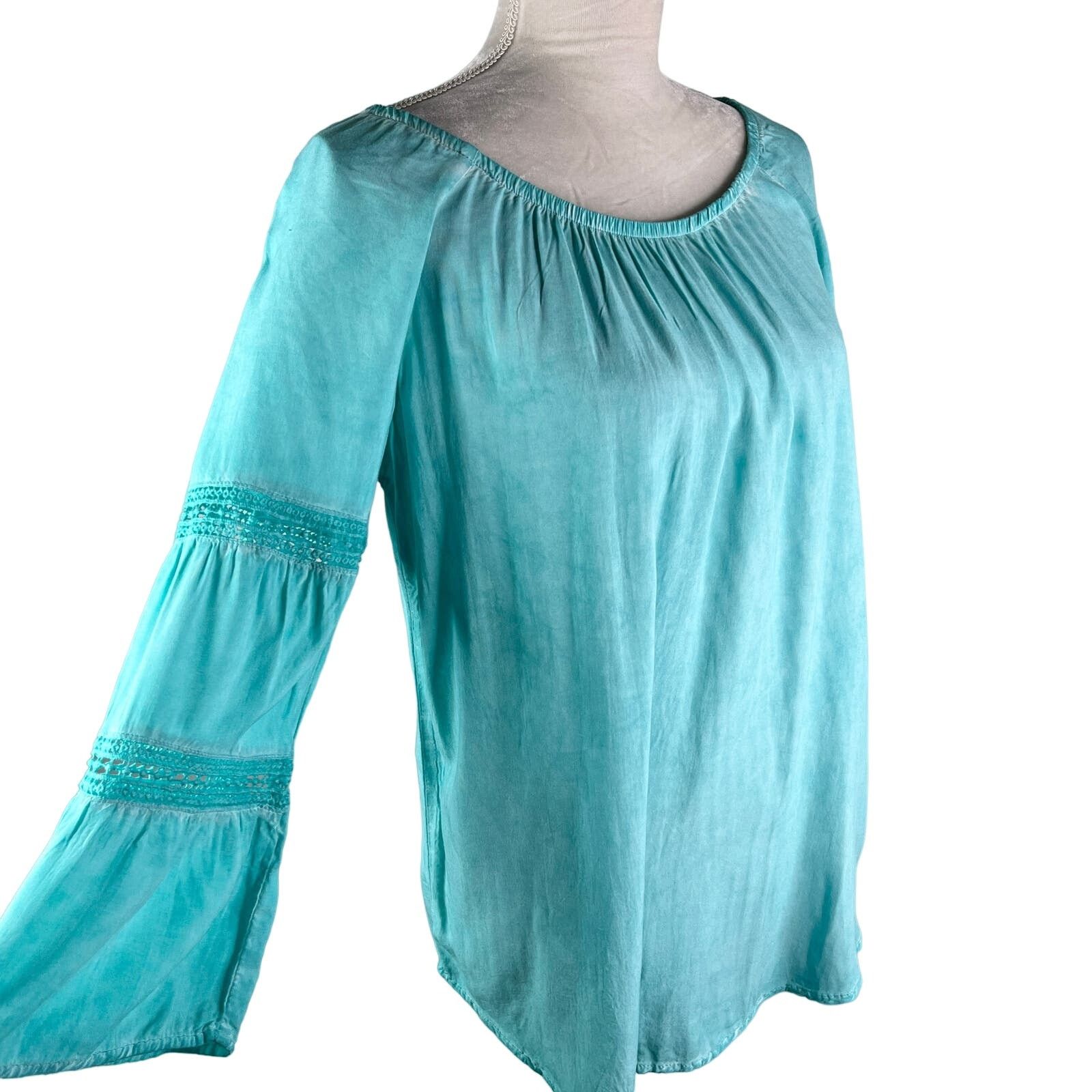 Other Floral & Ivy Top Boho Blouse Turquoise Lace Cutouts M New Size M / US 6-8 / IT 42-44 - 6 Thumbnail
