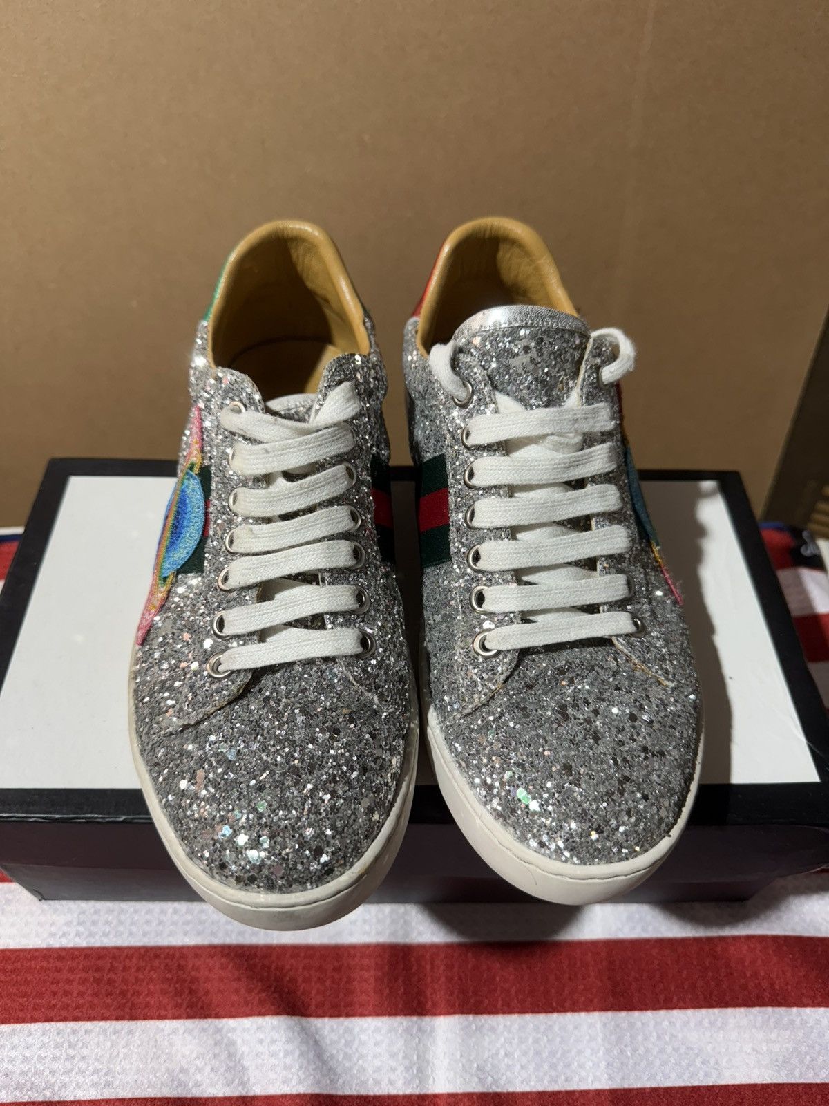 Gucci Gucci Saturn Glitter Low Top Sneaker Size US 8.5 / IT 38.5 - 3 Thumbnail
