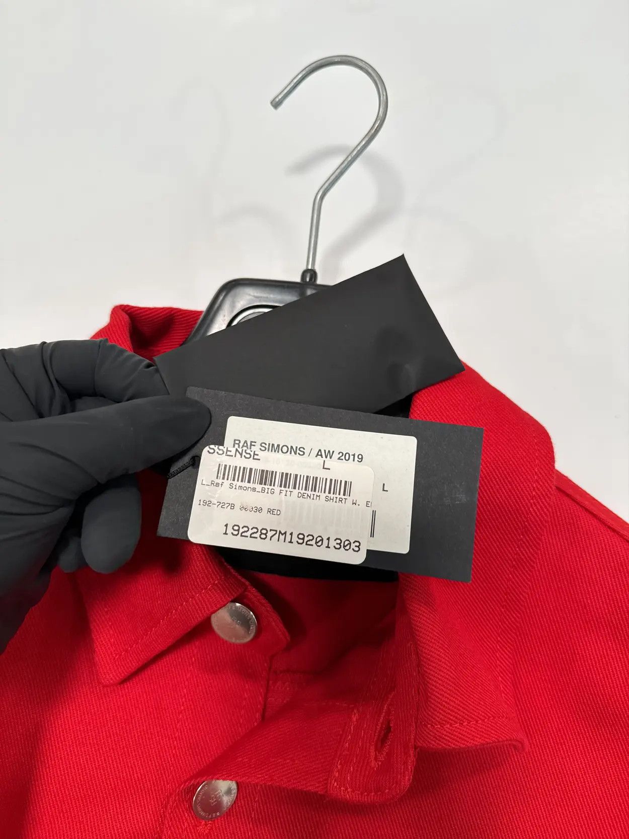 Raf Simons Men's Raf Simons Red Oversized Denim Shirt Size US L / EU 52-54 / 3 - 8 Thumbnail