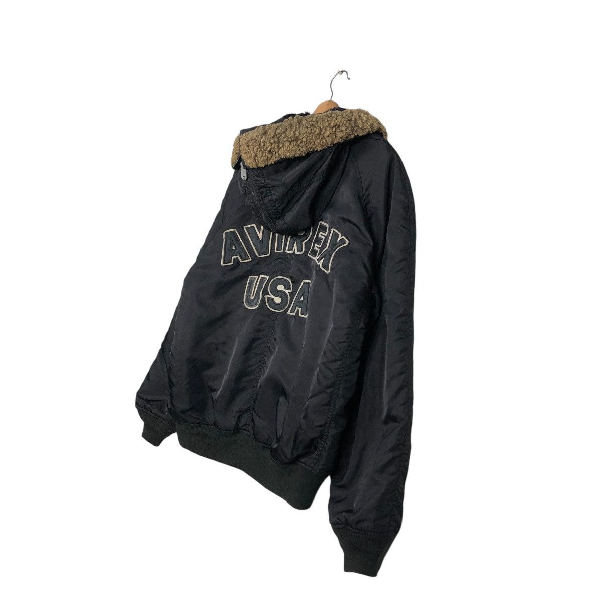 Avirex 🔥VINTAGE BOMBER JACKET AVIREX USA BIG LOGO MINK FUR HOODIE Size US L / EU 52-54 / 3 - 6 Thumbnail