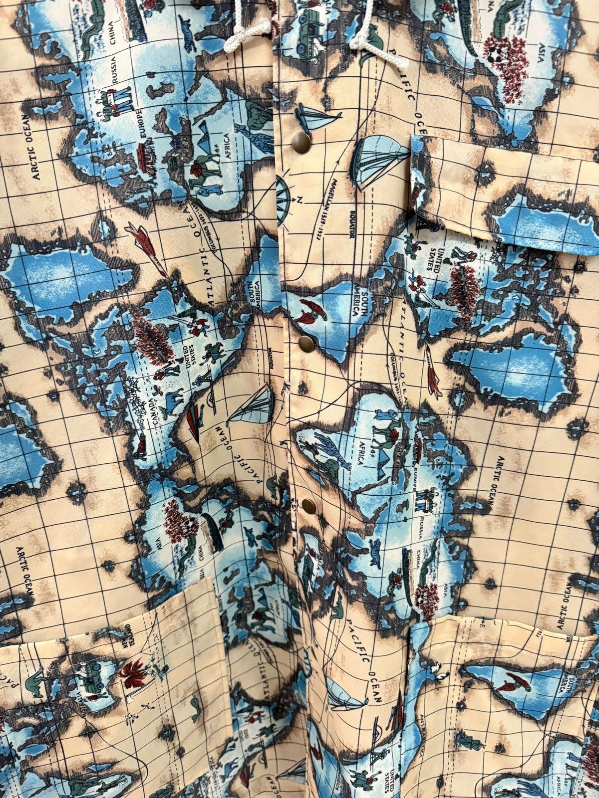 Vintage Vintage World Map All Over Print Nylon Raincoat Jacket Size US XL / EU 56 / 4 - 2 Thumbnail