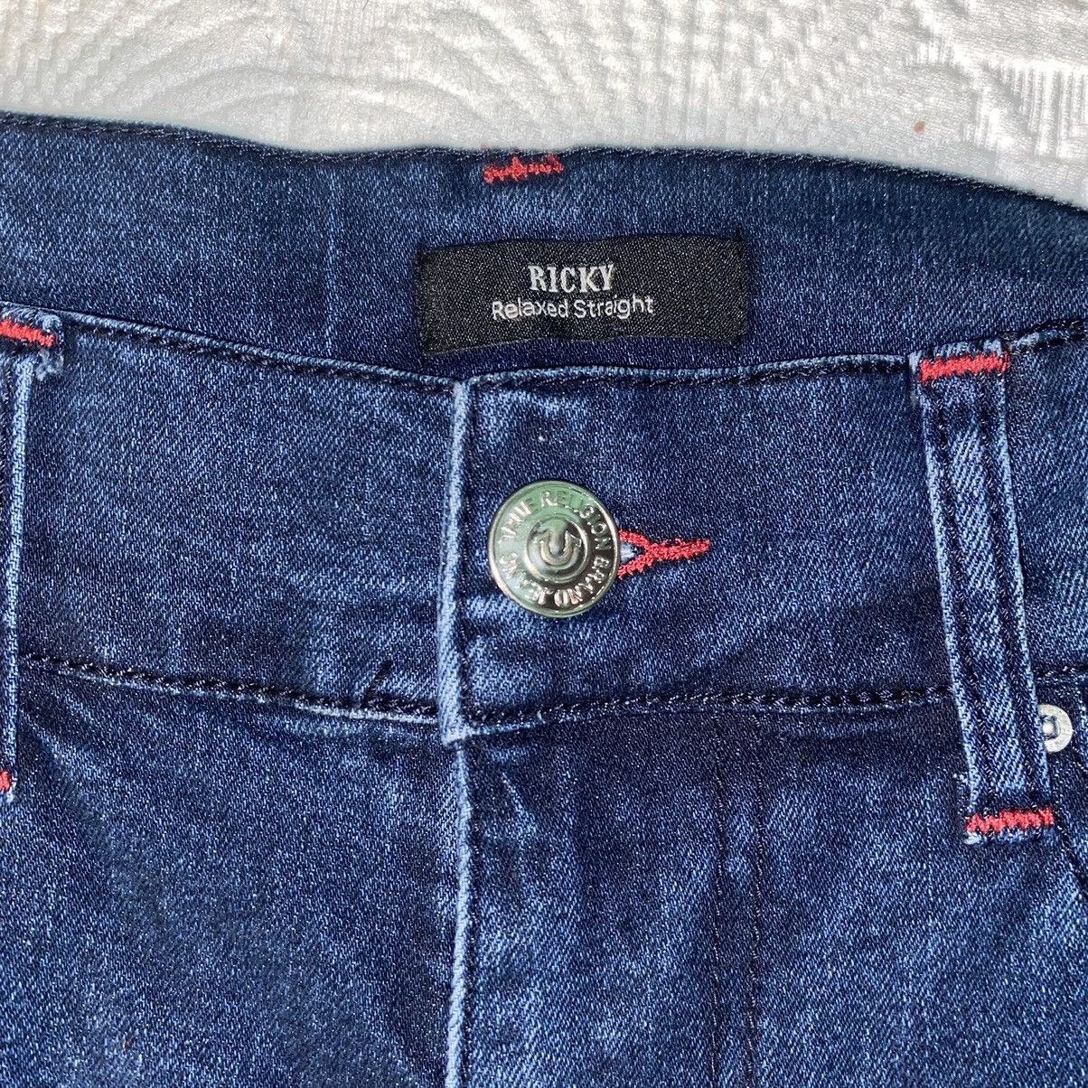 True Religion True Religion Jeans Ricky Relaxed Straight Blue/Red Stiching Size US 31 - 5 Thumbnail