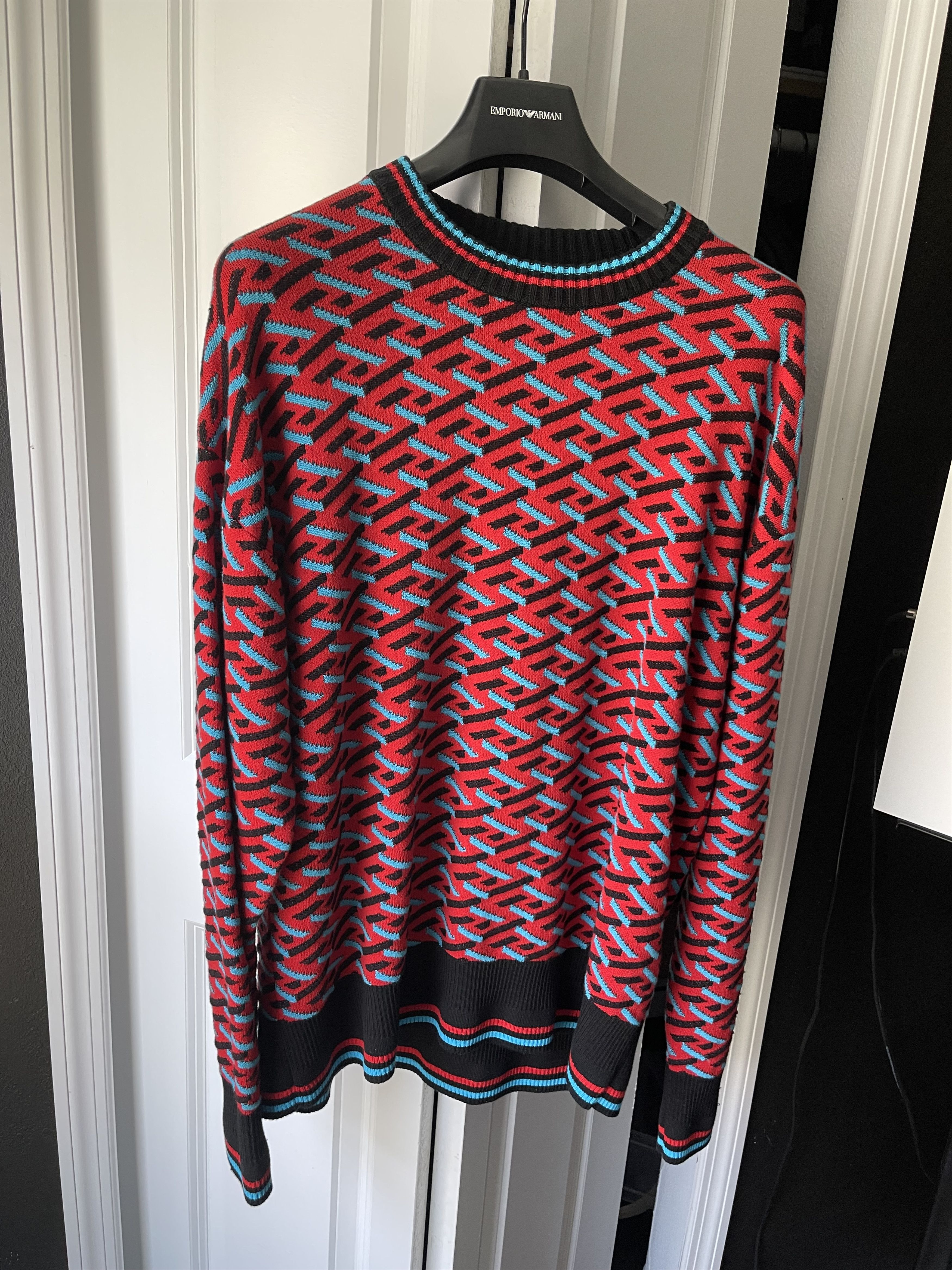 Versace VERSACE La Greca Monogram Knit Sweater - Free Shipping Size US L / EU 52-54 / 3 - 4 Thumbnail