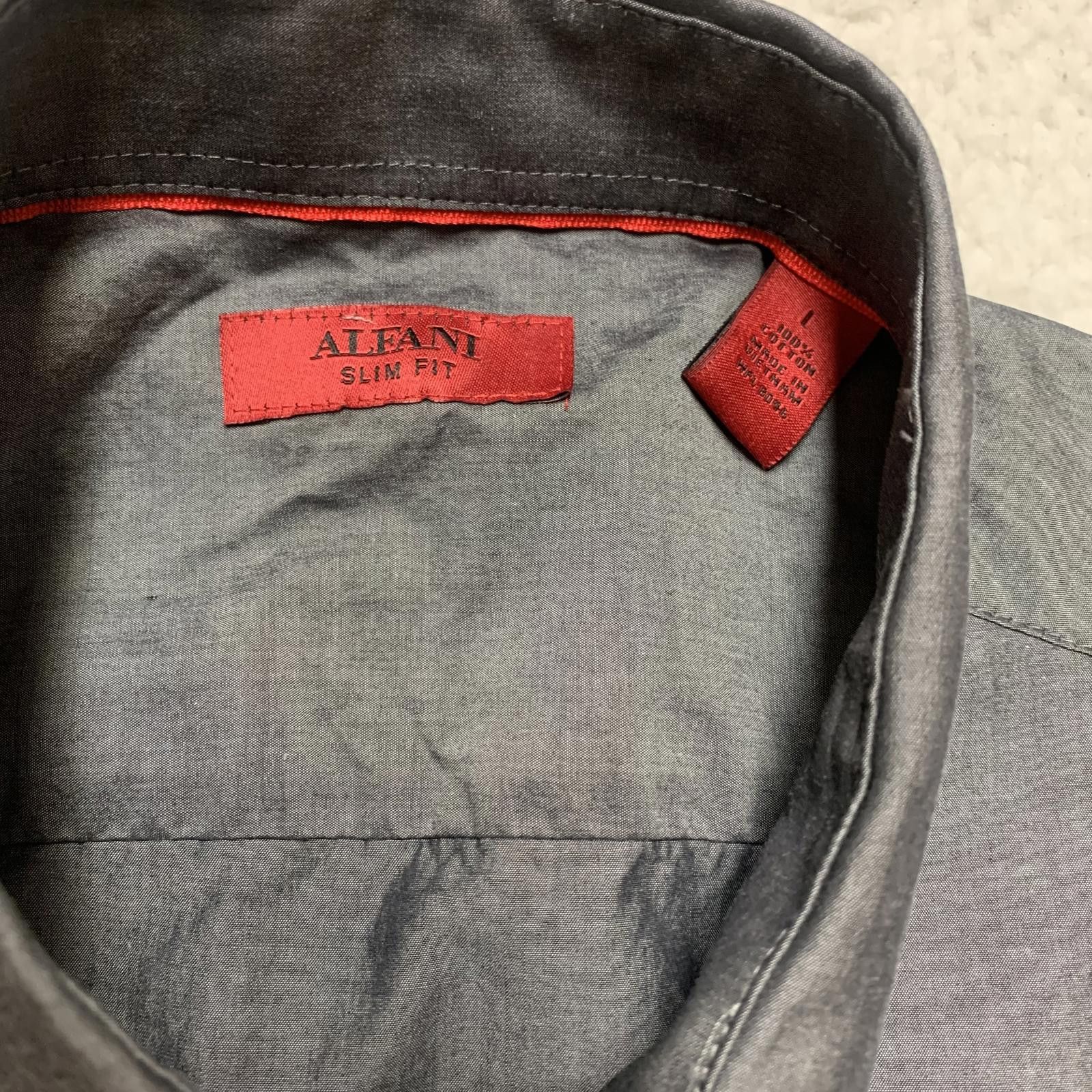 Alfani Alfani Men's Large Gray Slim Fit Short Sleeve Shirt Size US L / EU 52-54 / 3 - 10 Thumbnail