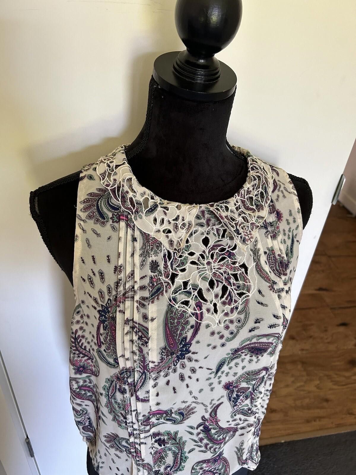 Portland Leather Portmans Corporate Singlet Blouse Paisley - Size 10 (002) Size M / US 6-8 / IT 42-44 - 3 Thumbnail