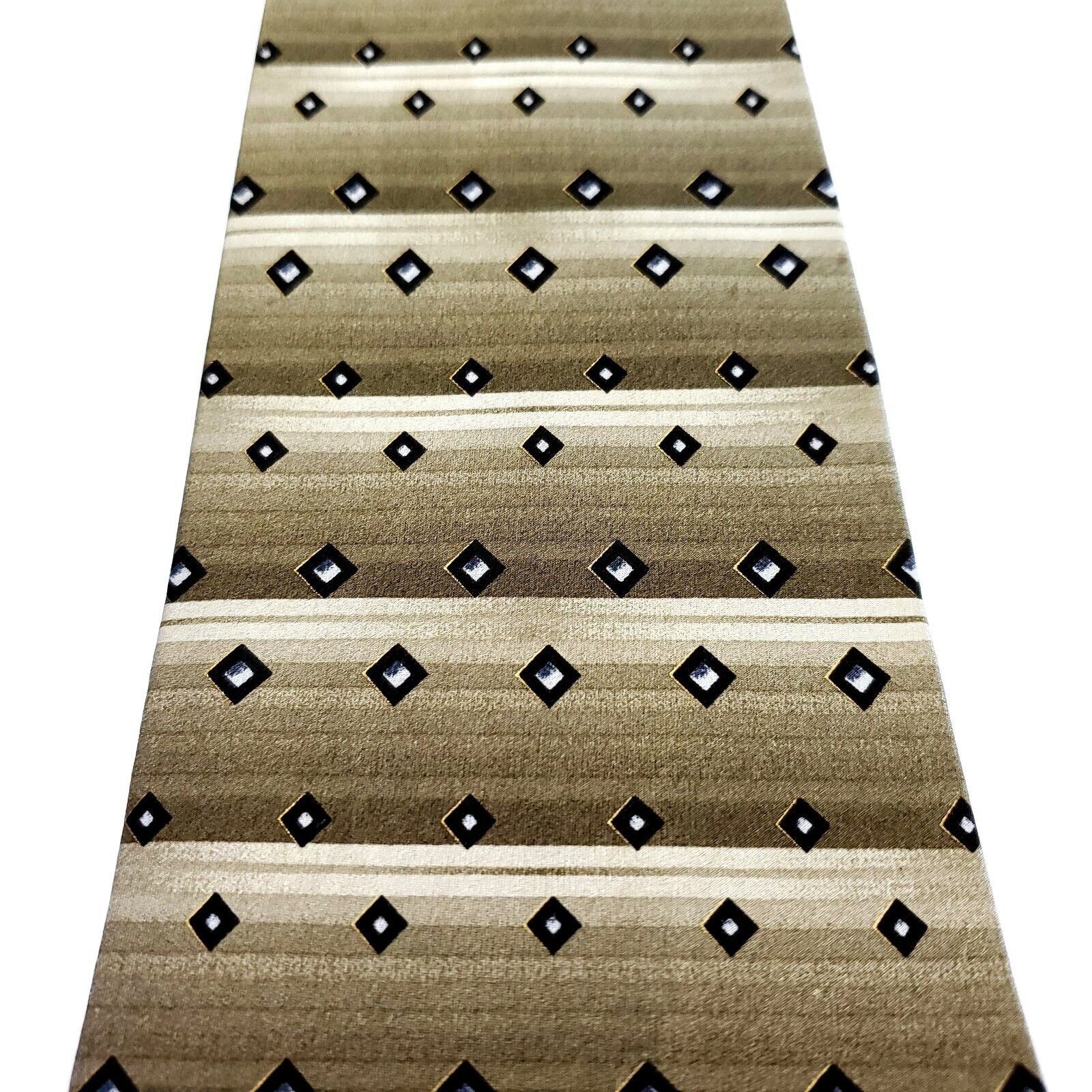 Vintage Crescenzo Collection Silk Tie Beige Woven Check Short Wide Size ONE SIZE - 2 Thumbnail