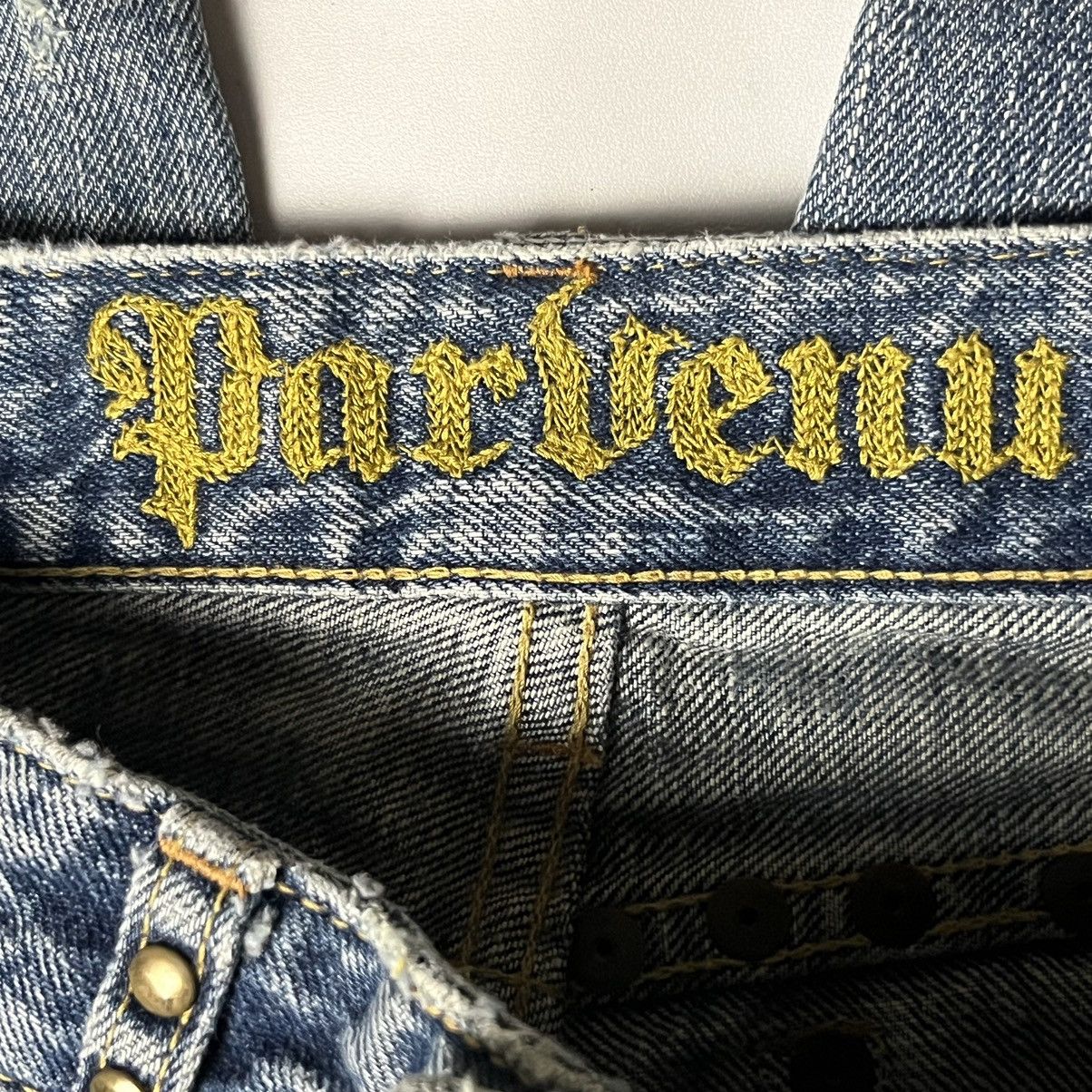 Tornado Mart 🌪️HOT🔥00s Japanese Brand Parvenu Flared studed denim pants Size US 27 - 11 Thumbnail
