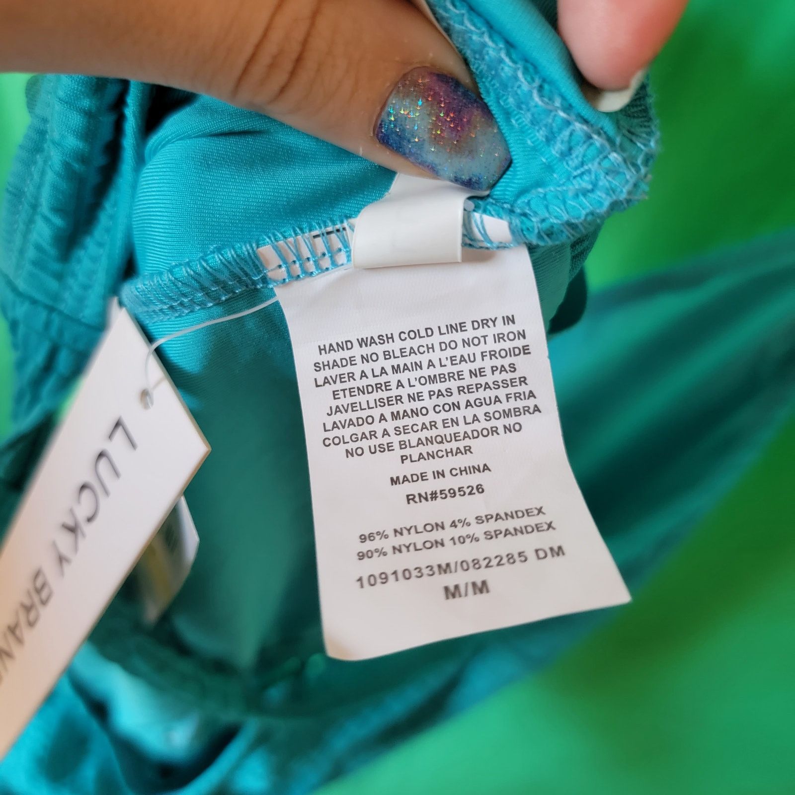 Lucky Brand Teal Wave Lace-Up Deep V-Neck One Piece Swimsuit Size Medium Size ONE SIZE - 10 Thumbnail