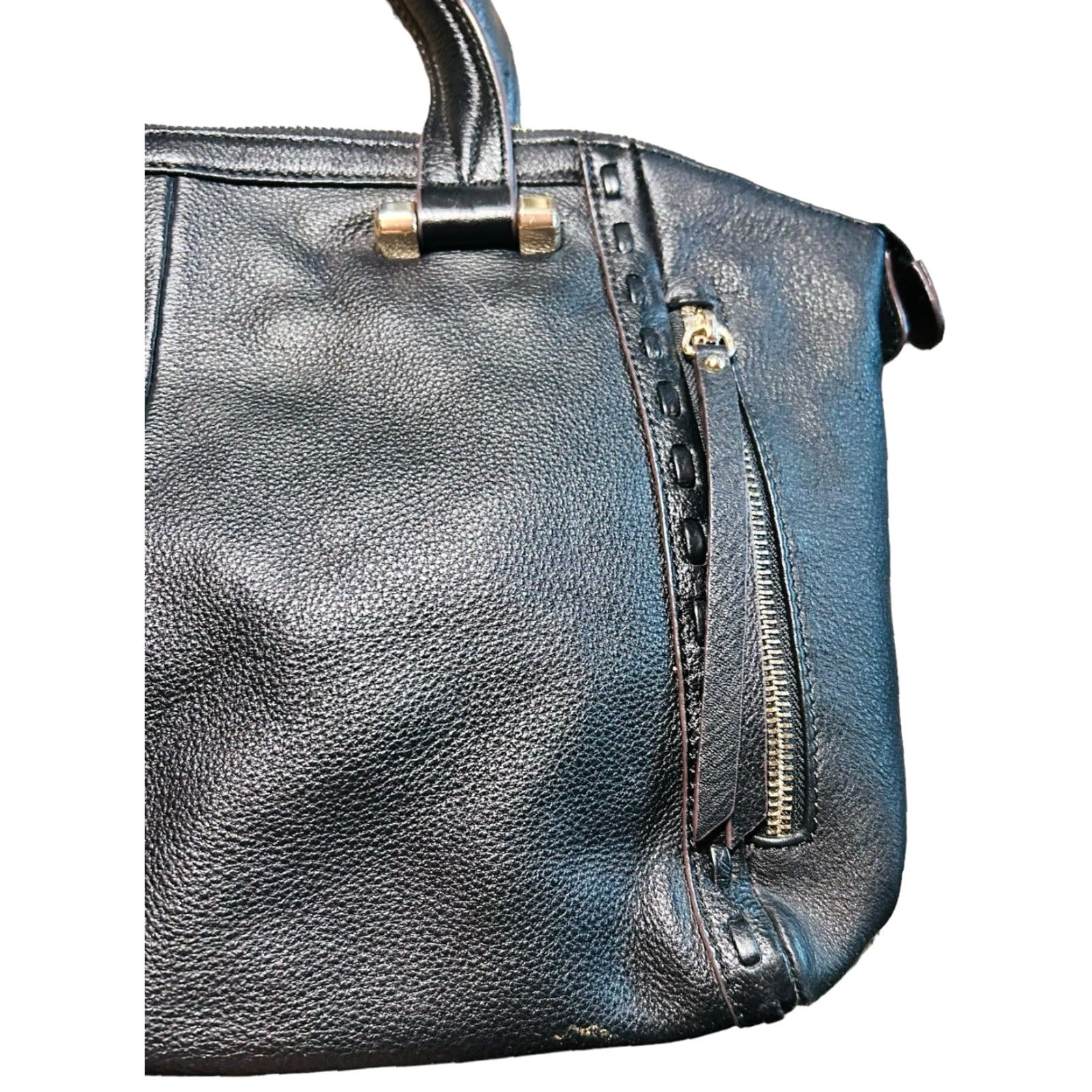 Vintage VINTAGE Black Pebbled Leather Shoulder Bag Hobo Purse Handbag Zippers Women B. Makowsky Size ONE SIZE - 2 Thumbnail