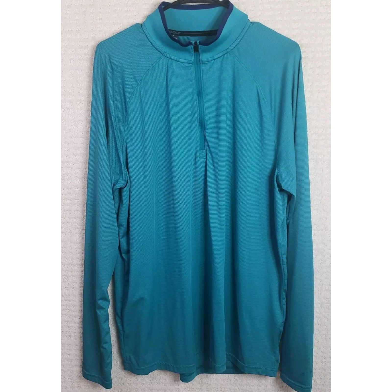 Under Armour UNDER ARMOUR Men L Teal Striped 1/4 Zip Loose Fit Pullover Jacket Breathable Threadborne Size US L / EU 52-54 / 3 - 2 Thumbnail