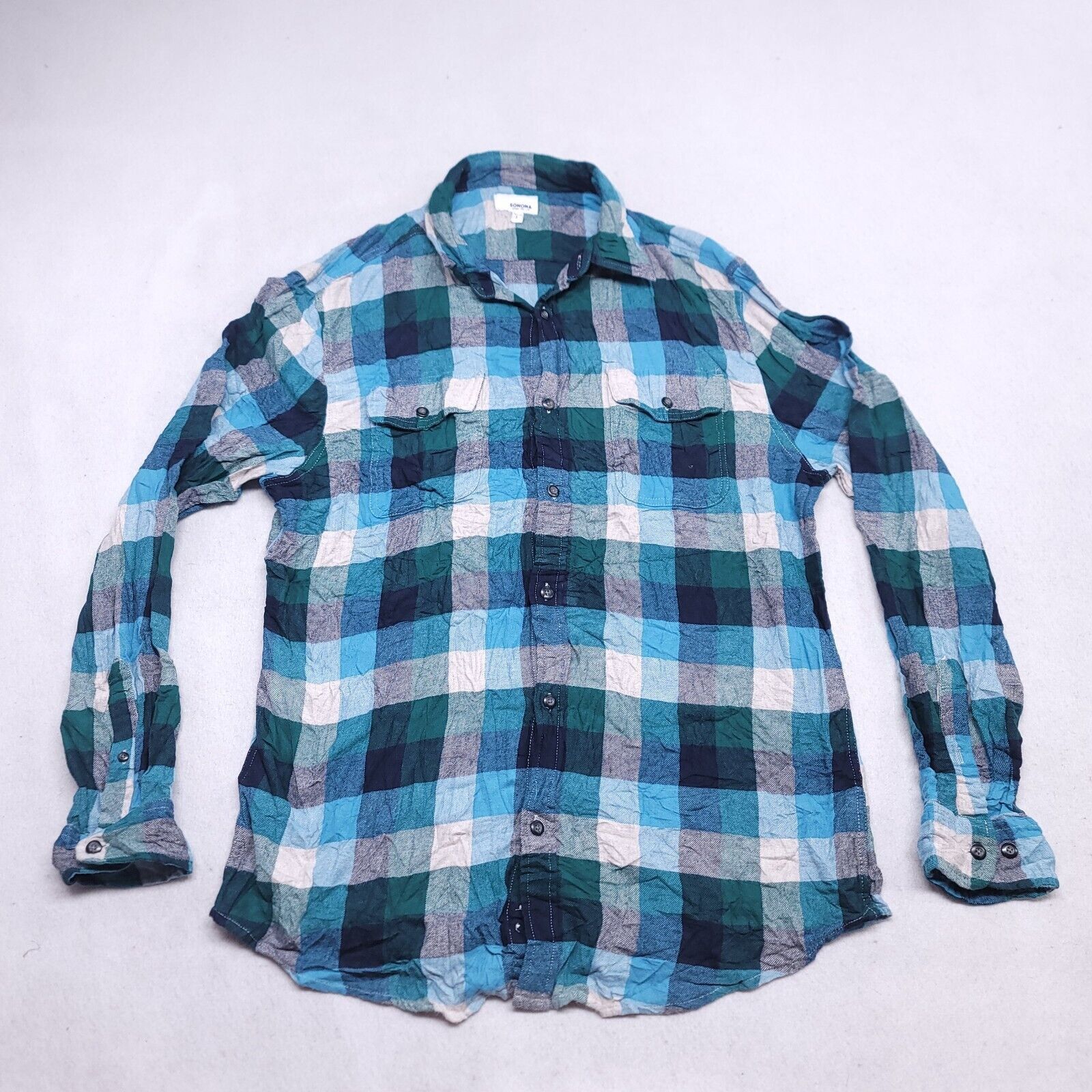 Sonoma Sonoma Gingham Flannel Shirt Mens Size L Green Gray Blue Size US L / EU 52-54 / 3 - 2 Thumbnail