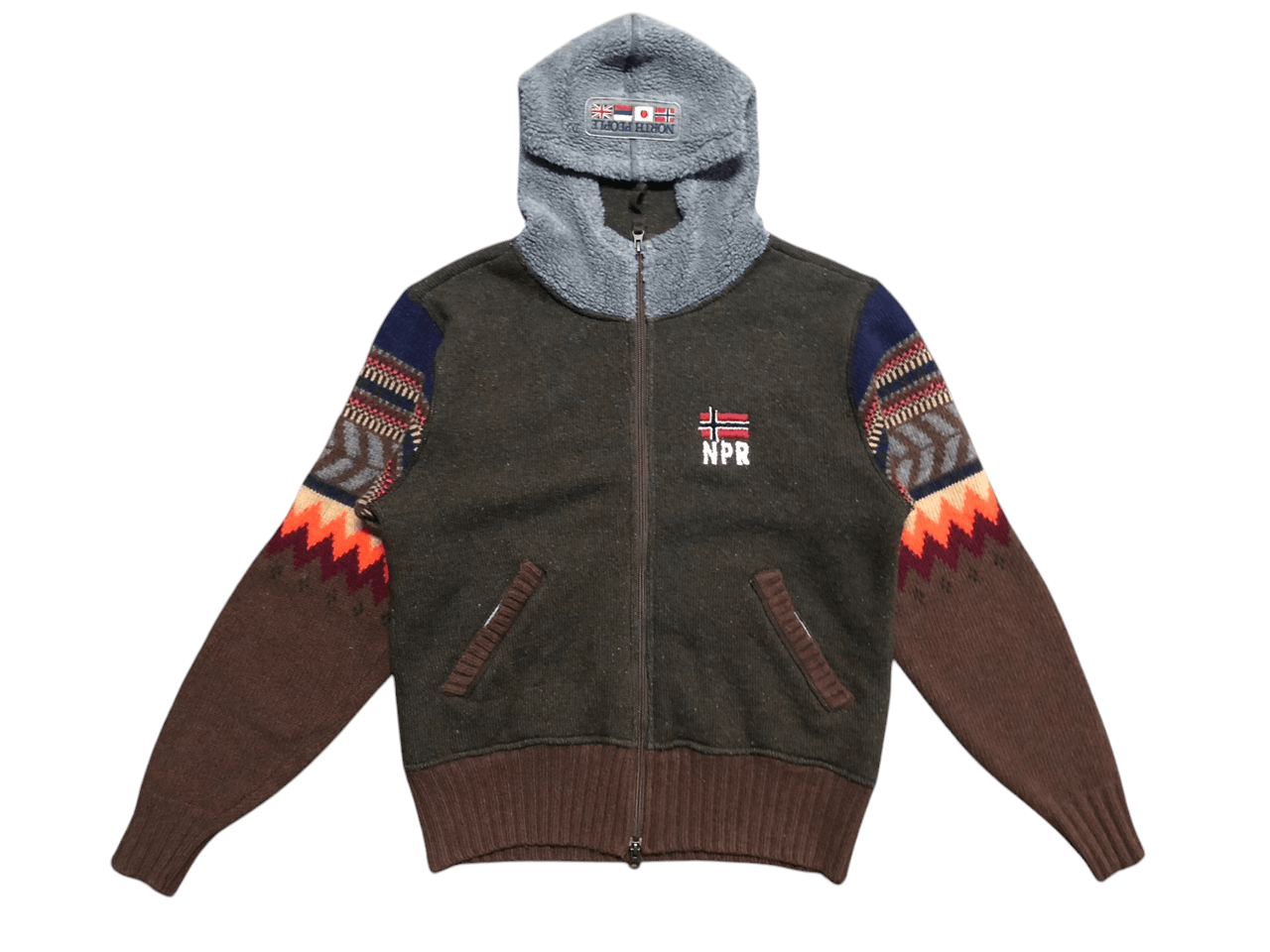 Napapijri Napapijri Knit Hooded Zipper Jacket Sherpa Native Sleeve Size US M / EU 48-50 / 2 - 1 Thumbnail