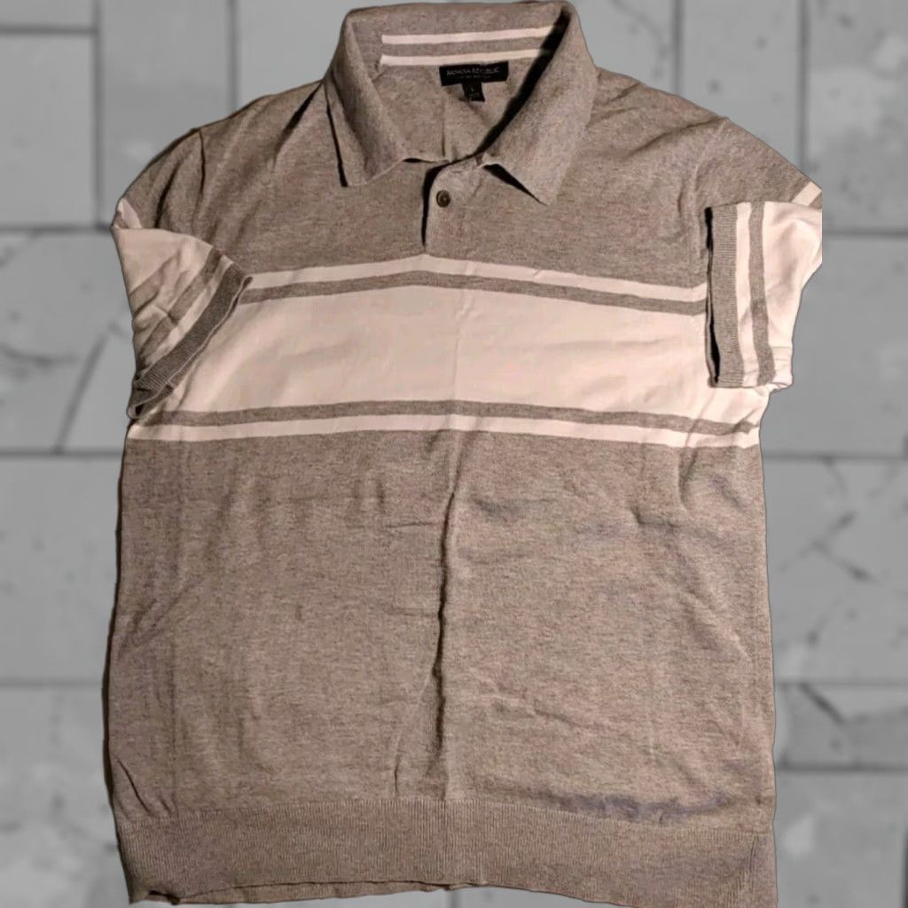 Banana Republic Short Sleeve Polo Shirt Men Large Gray Cotton