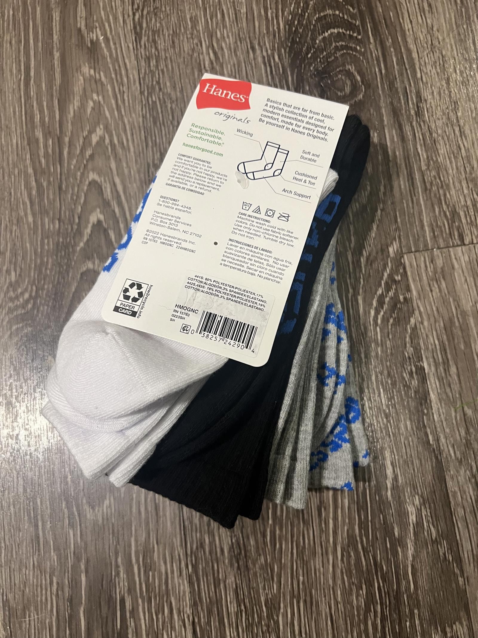 Hanes Hanes 4 Pack Men's Crew Socks Size ONE SIZE - 3 Thumbnail