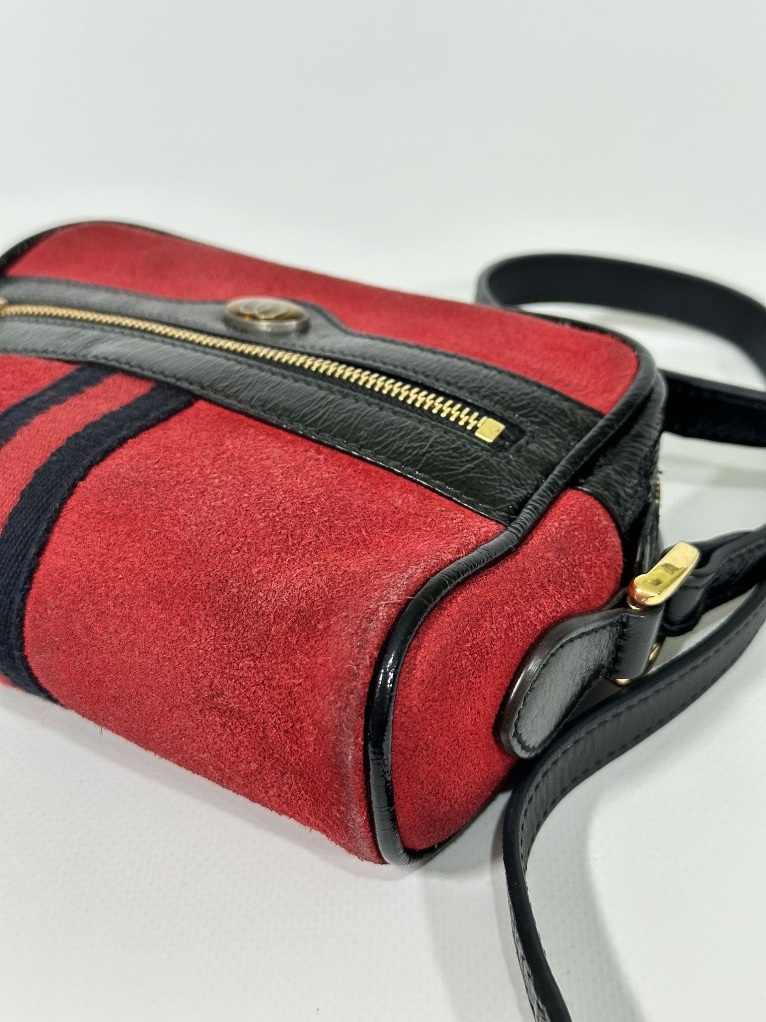 Gucci Gucci Crossbody Bag Ophidia Marmont GG Red Suede Web Size ONE SIZE - 3 Thumbnail