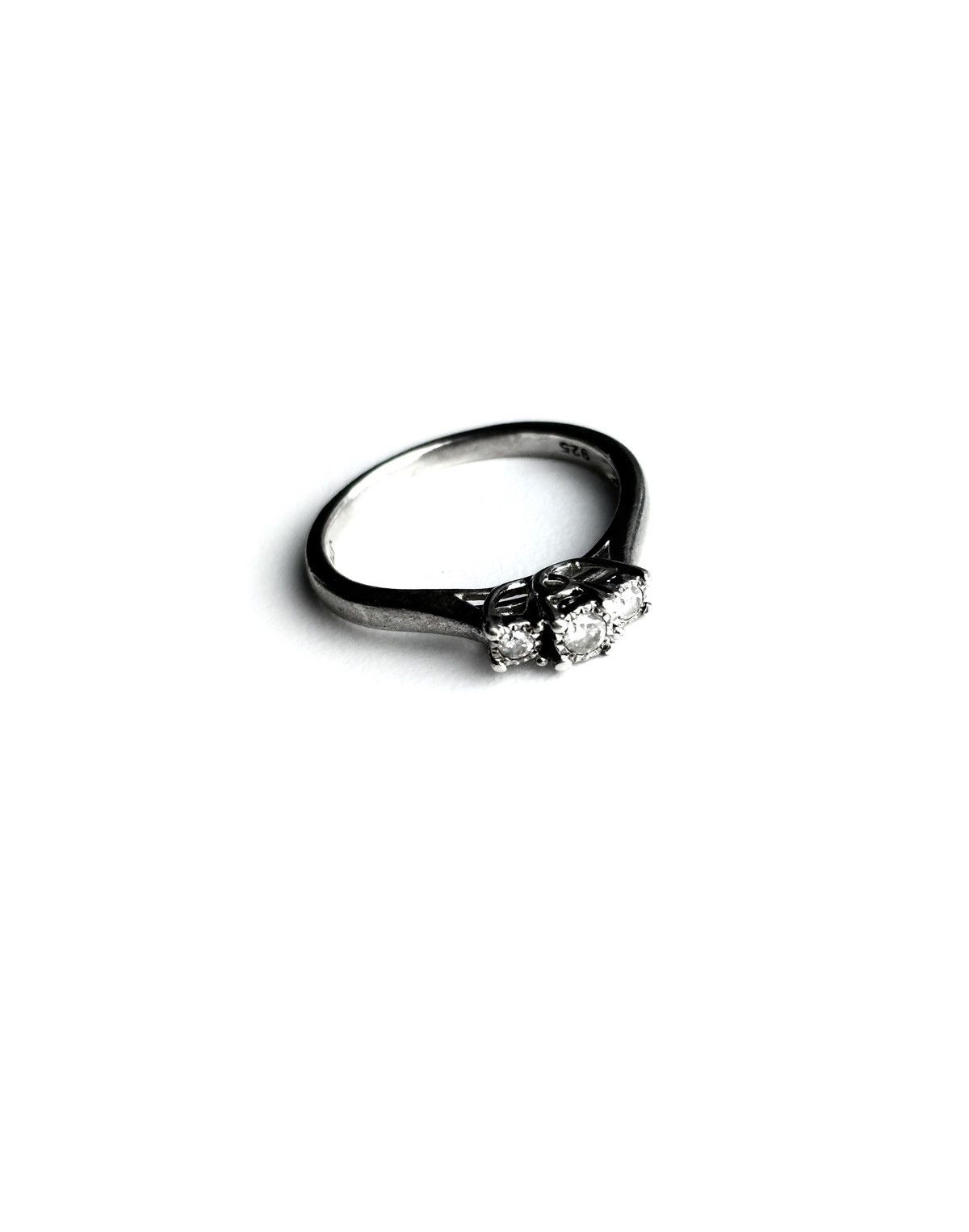 Sterling Silver Elegant JTW .925 Sterling Silver Ring with 3 Diamonds Size ONE SIZE - 2 Thumbnail