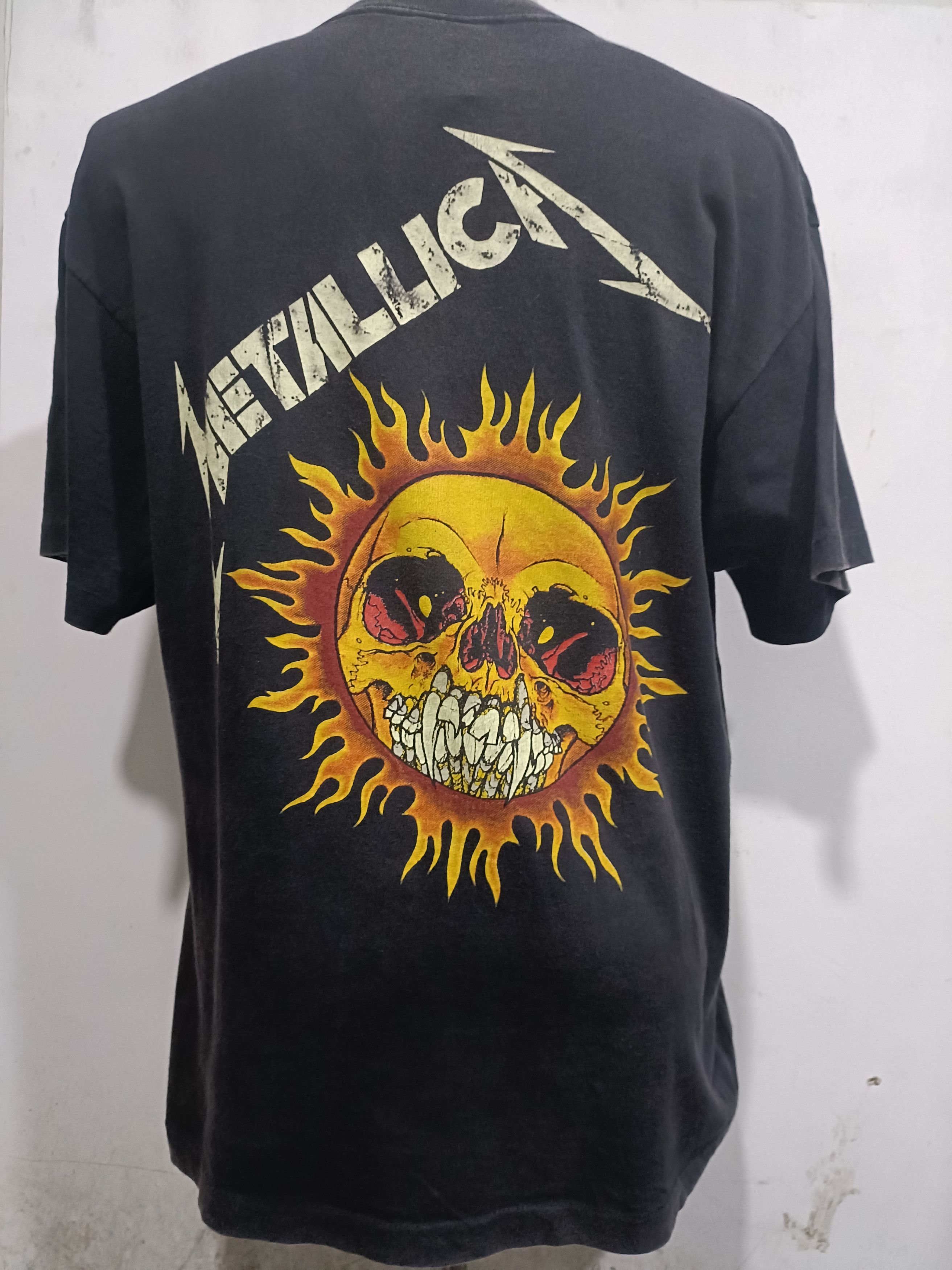 Vintage Metalica Vintage 1994 Pushed Flaming Skull T Shirt Size US XL / EU 56 / 4 - 5 Thumbnail