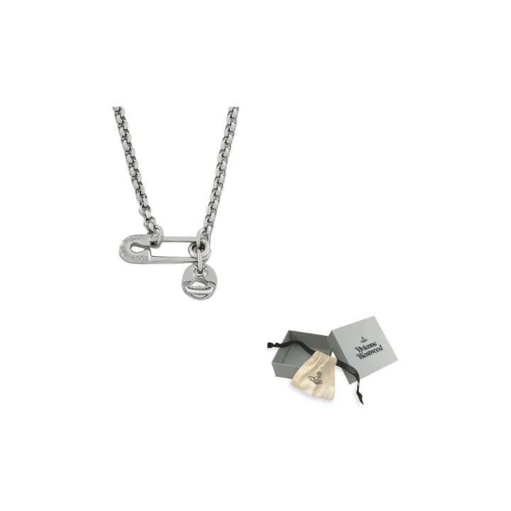 Vivienne Westwood Vivienne Westwood Silver Logo Brass Necklace for Men Size ONE SIZE - 1 Thumbnail