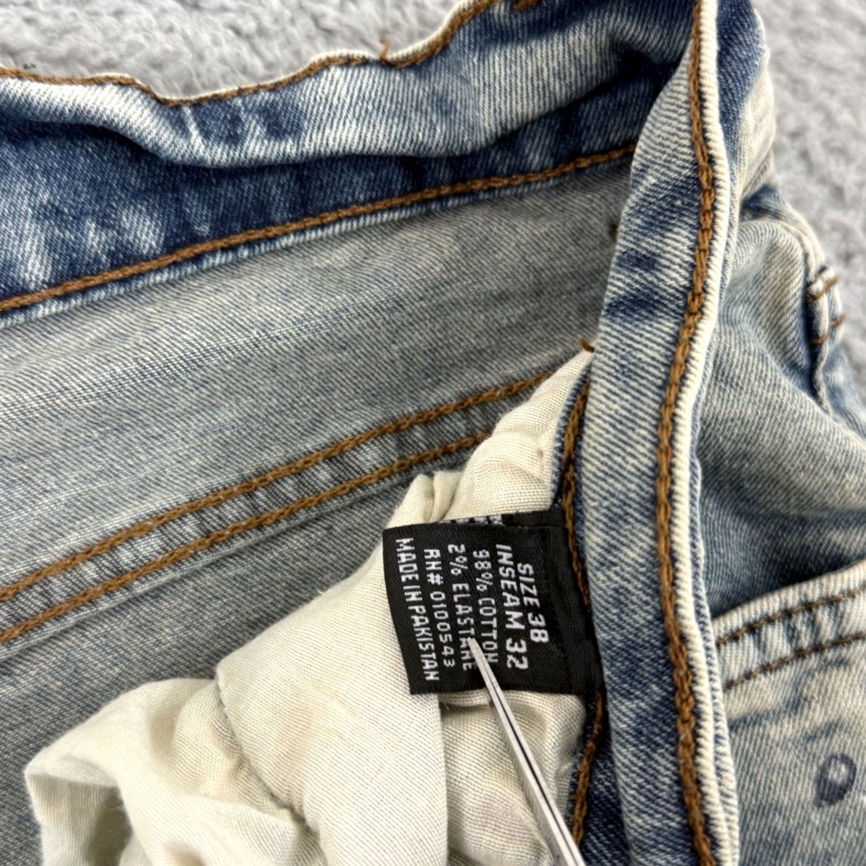 Vintage AHP Another Hype Piece Skinny Jeans Distressed Ripped Acid Wash Blue 38x32 Denim Slim Distressed 5-Pocket Mens Jeans Size US 38 / EU 54 - 5 Thumbnail
