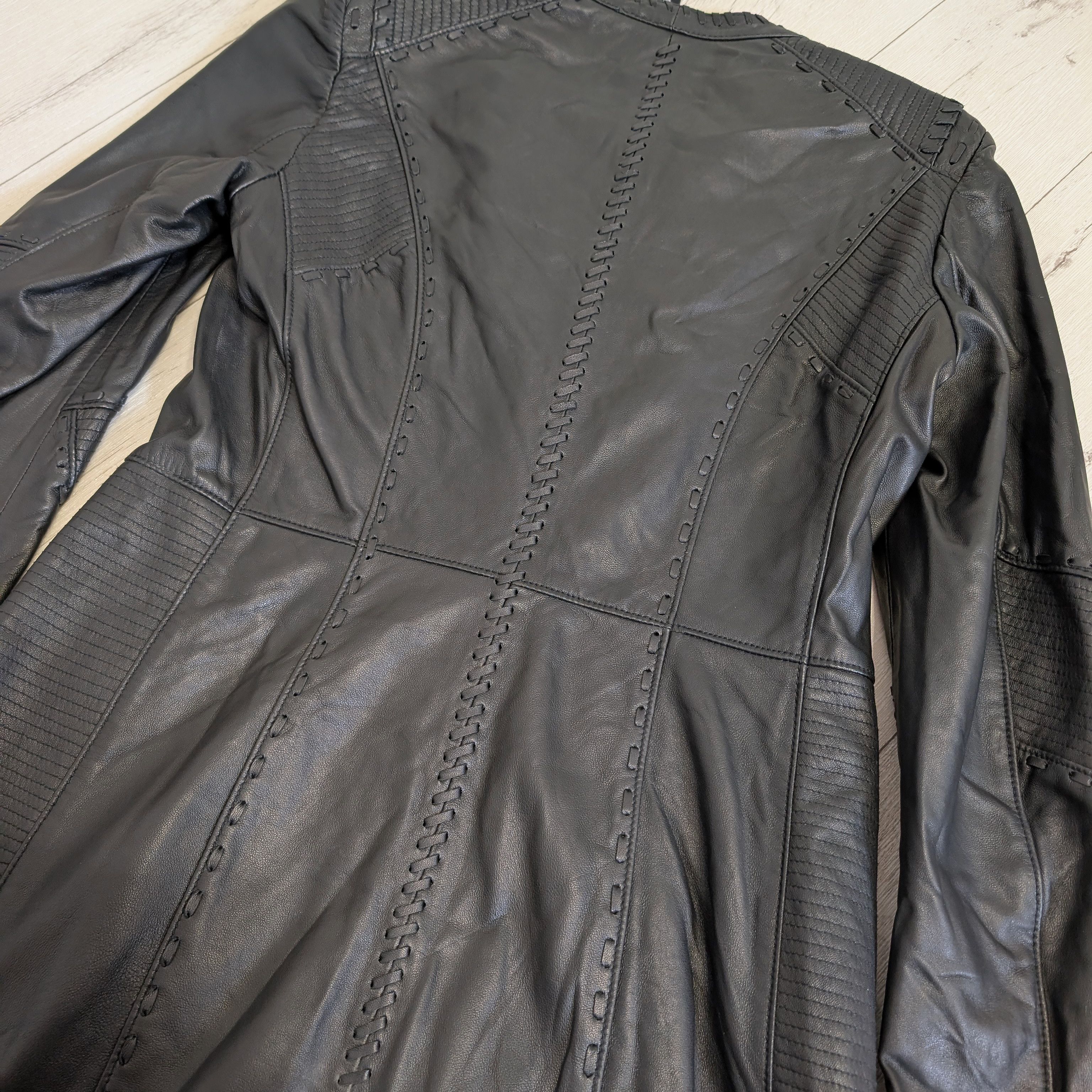Genuine Leather Marc Cain Black Leather Long Coat Jacket Size N2 Colour 900 Size M / US 6-8 / IT 42-44 - 14 Thumbnail