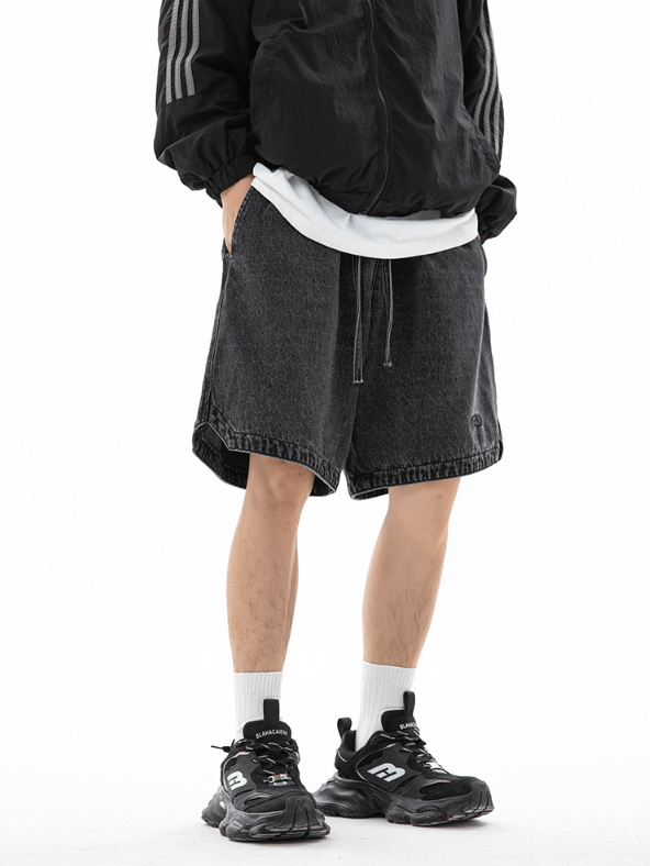 Jean Japanese retro men's embroidered loose denim shorts Size US 32 / EU 48 - 4 Thumbnail