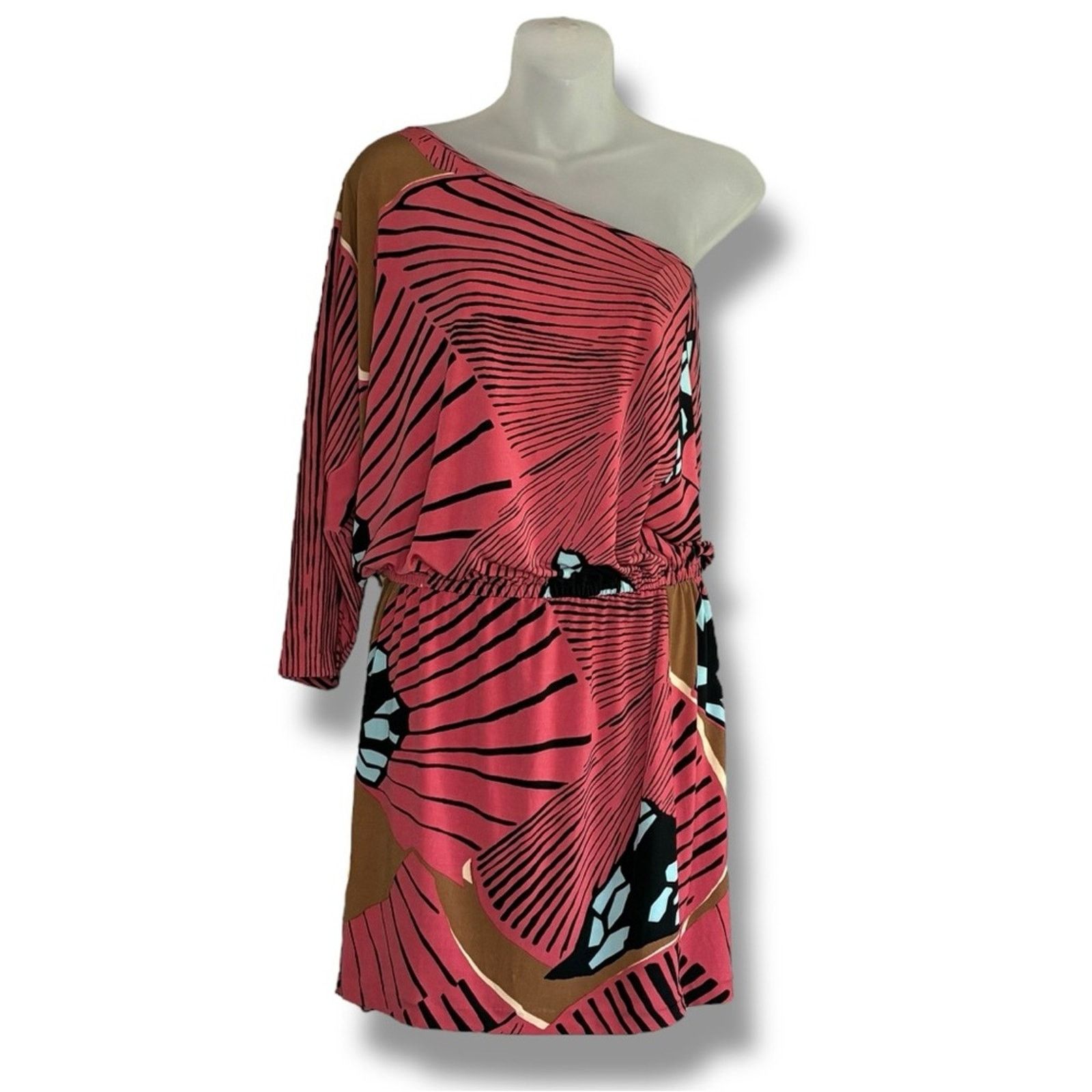 Tibi Tibi New York one shoulder dress in a graphic print Size S / US 4 / IT 40 - 2 Thumbnail
