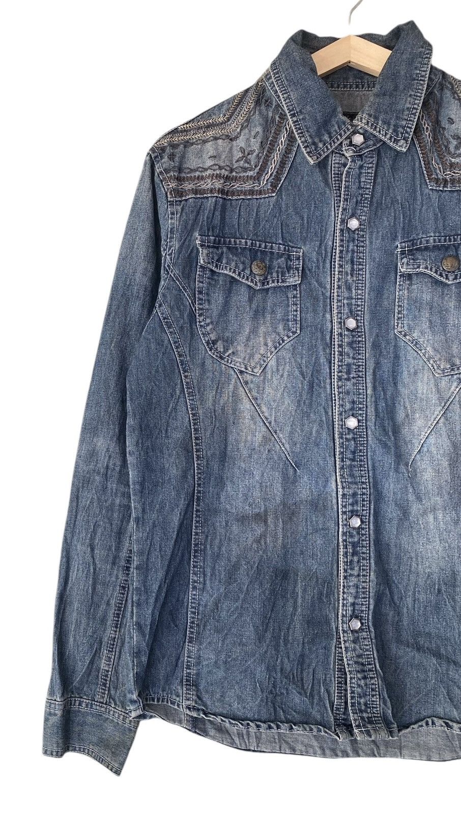If Only Was True × In The Attic Rare IN THE ATTIC Pearl Snap Button Denim Shirt Size US L / EU 52-54 / 3 - 3 Thumbnail