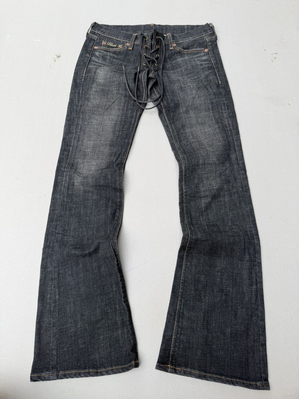 Japanese Brand BLACK by moussy Lace up flare jeans Size US 28 / EU 44 - 1 Thumbnail