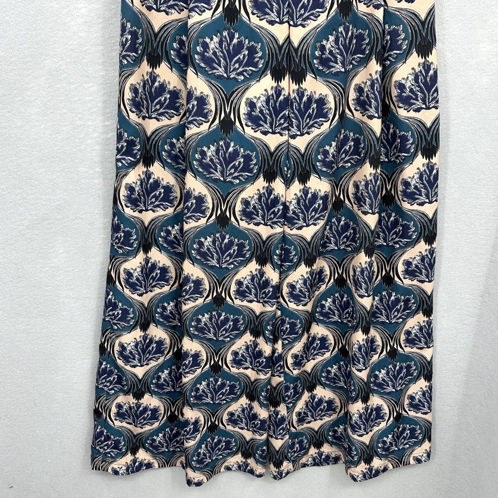 Vintage Yigal Azrouel Pants Womens 2 Flare Trousers Floral Palazzo Wide Leg Blue Paperbag 90s Bohemian Womens Size 26" / US 2 / IT 38 - 6 Thumbnail