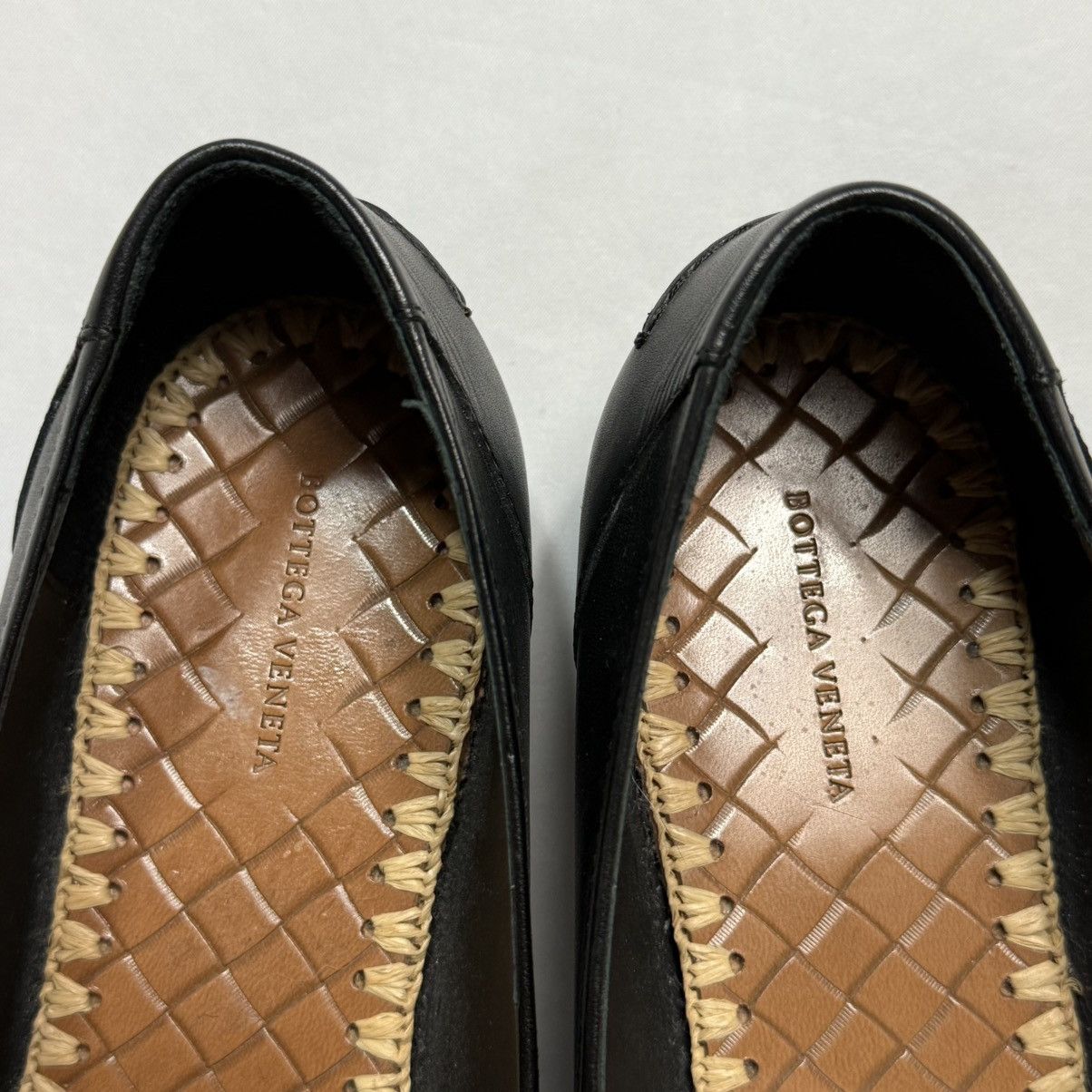 Bottega Veneta Bottega Veneta Black Leather Raffia Loafers Size US 9.5 / IT 39.5 - 7 Thumbnail