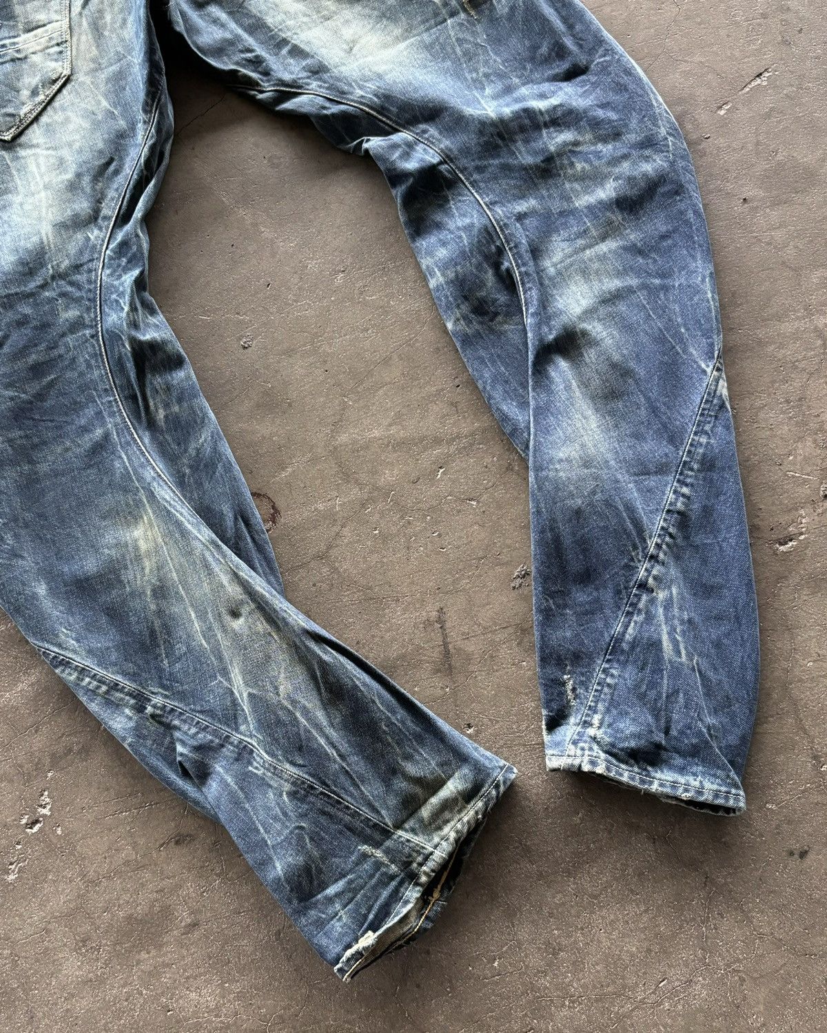 G-Star Gstar Raw Denim J Cut Mud Wash Distressed Denim Pants Size US 30 / EU 46 - 11 Thumbnail