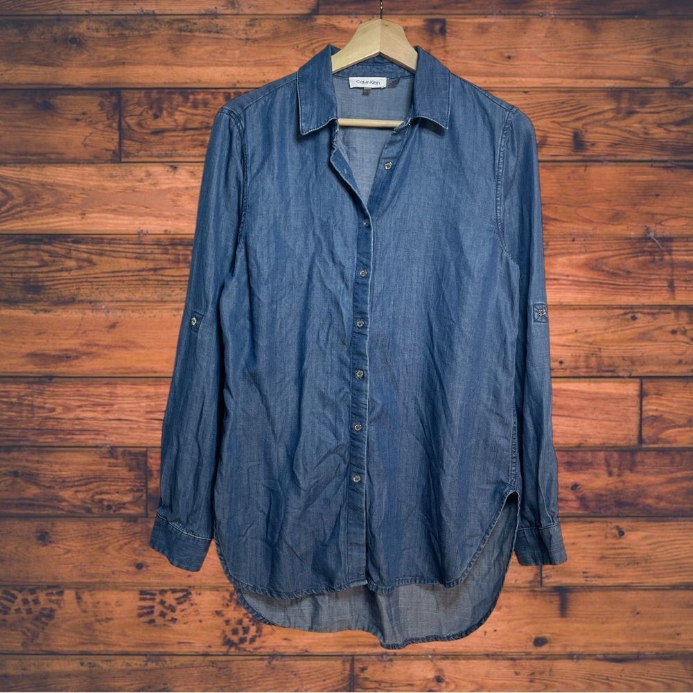 Calvin Klein Calvin Klein Button Front Denim Shirt XS Size XS / US 0-2 / IT 36-38 - 1 Thumbnail