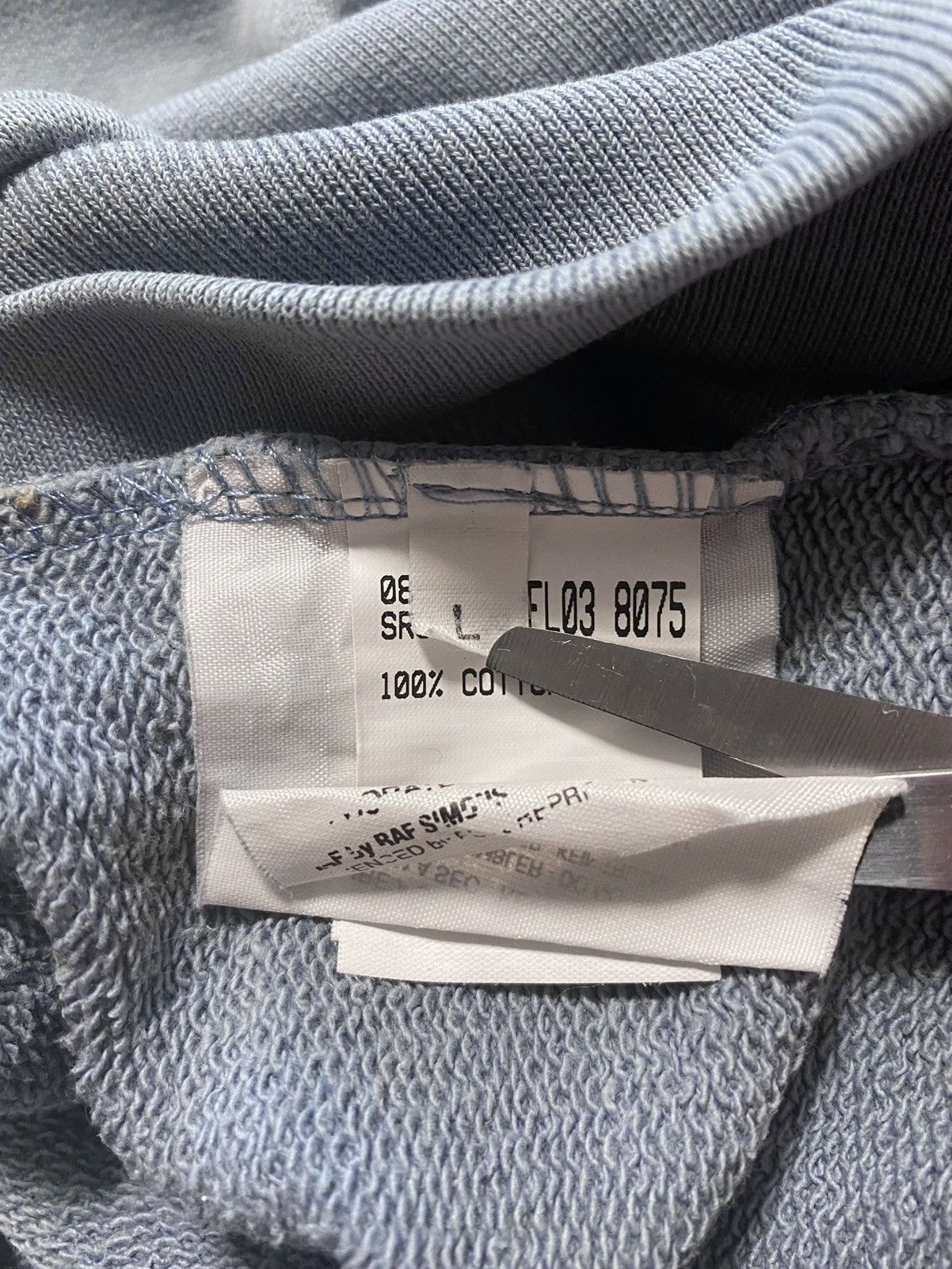 Raf by Raf Simons Raf Simons Distressed Blue Cotton Hoodie Embroidered Logo Size US L / EU 52-54 / 3 - 15 Thumbnail