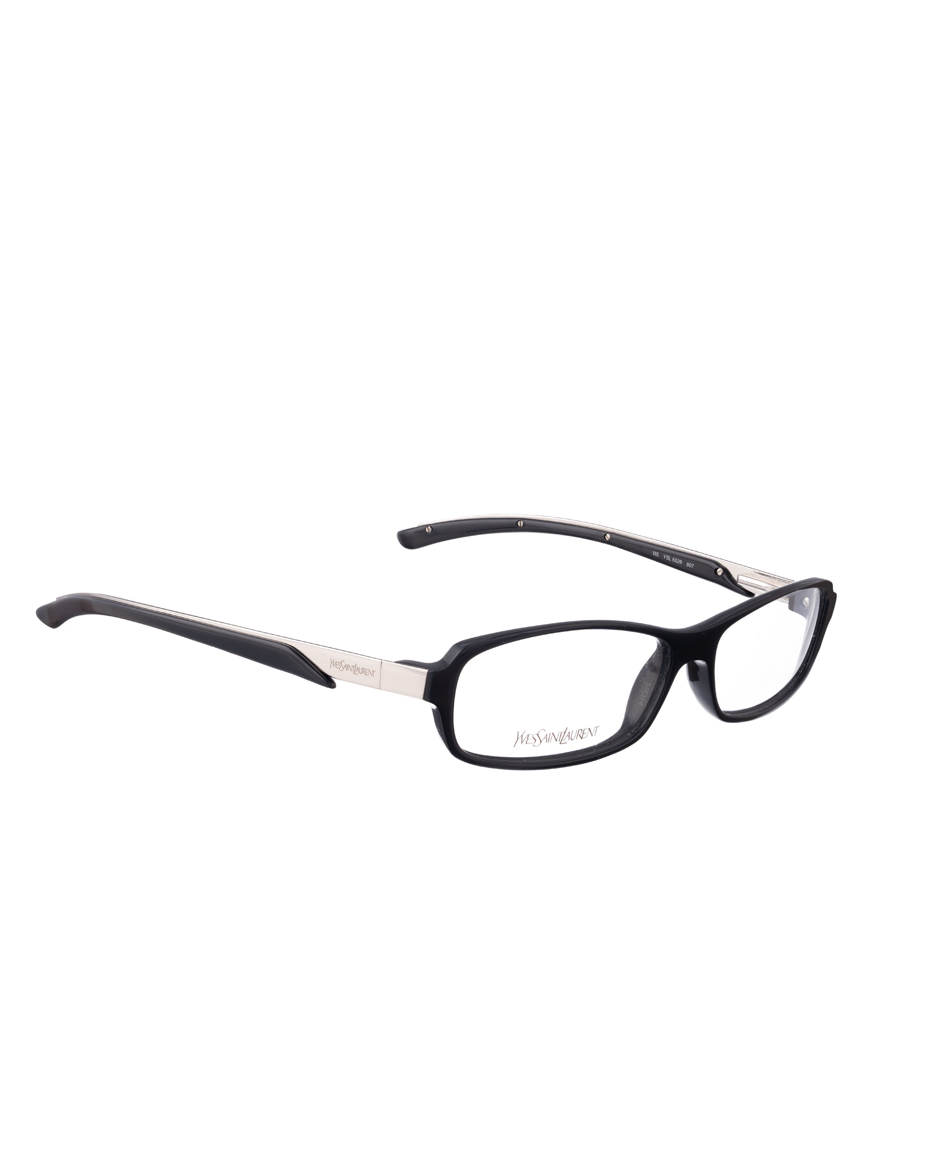 Saint Laurent Paris Yves Saint Laurent 90s Black Glasses with Chrome Details Size ONE SIZE - 1 Thumbnail