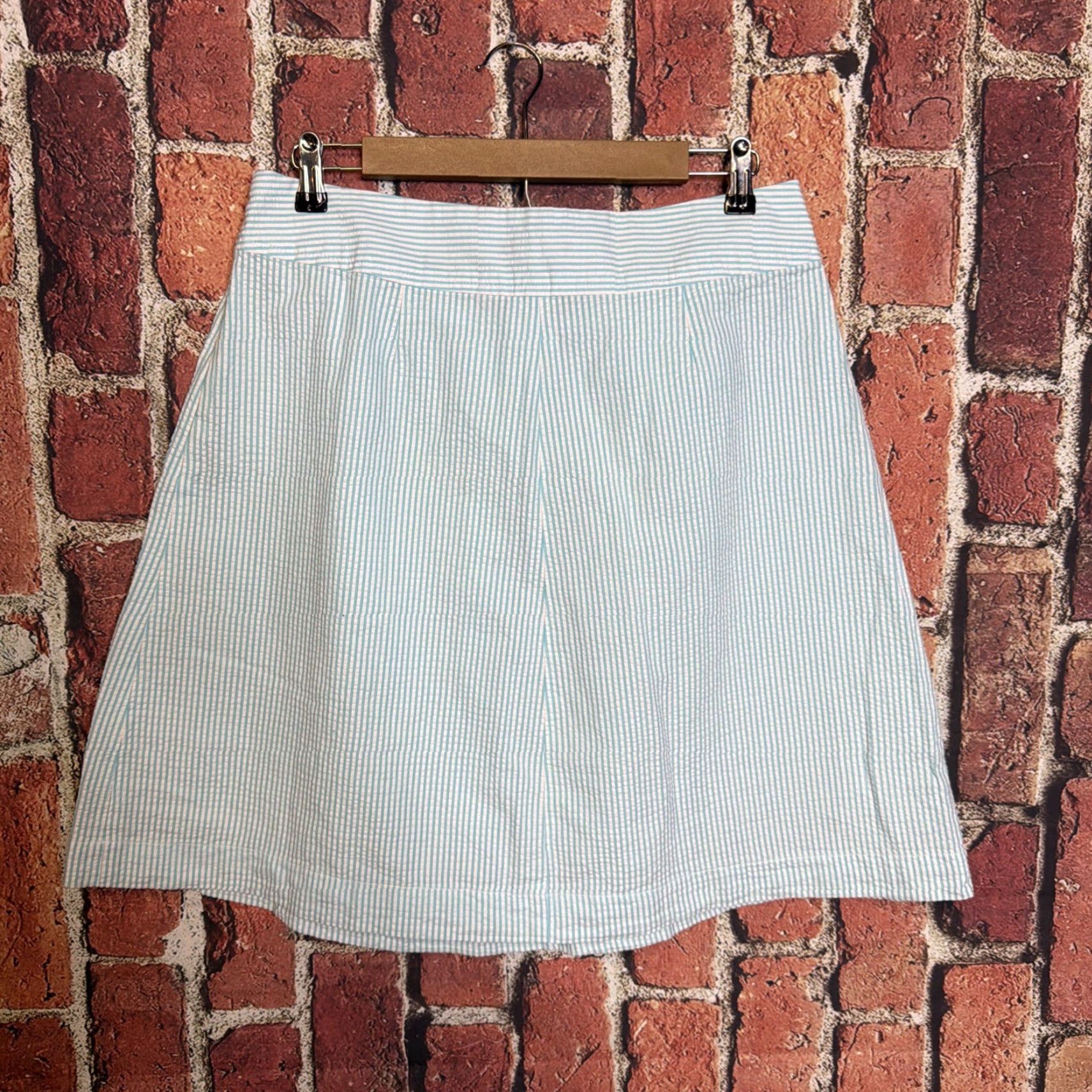 Lands' End VINTAGE Lands' End Striped Skirt Womens 8 Skirt Knee Length Blue Petites Preppy Pencil Style Men's? Size 30" / US 8 / IT 44 - 4 Thumbnail