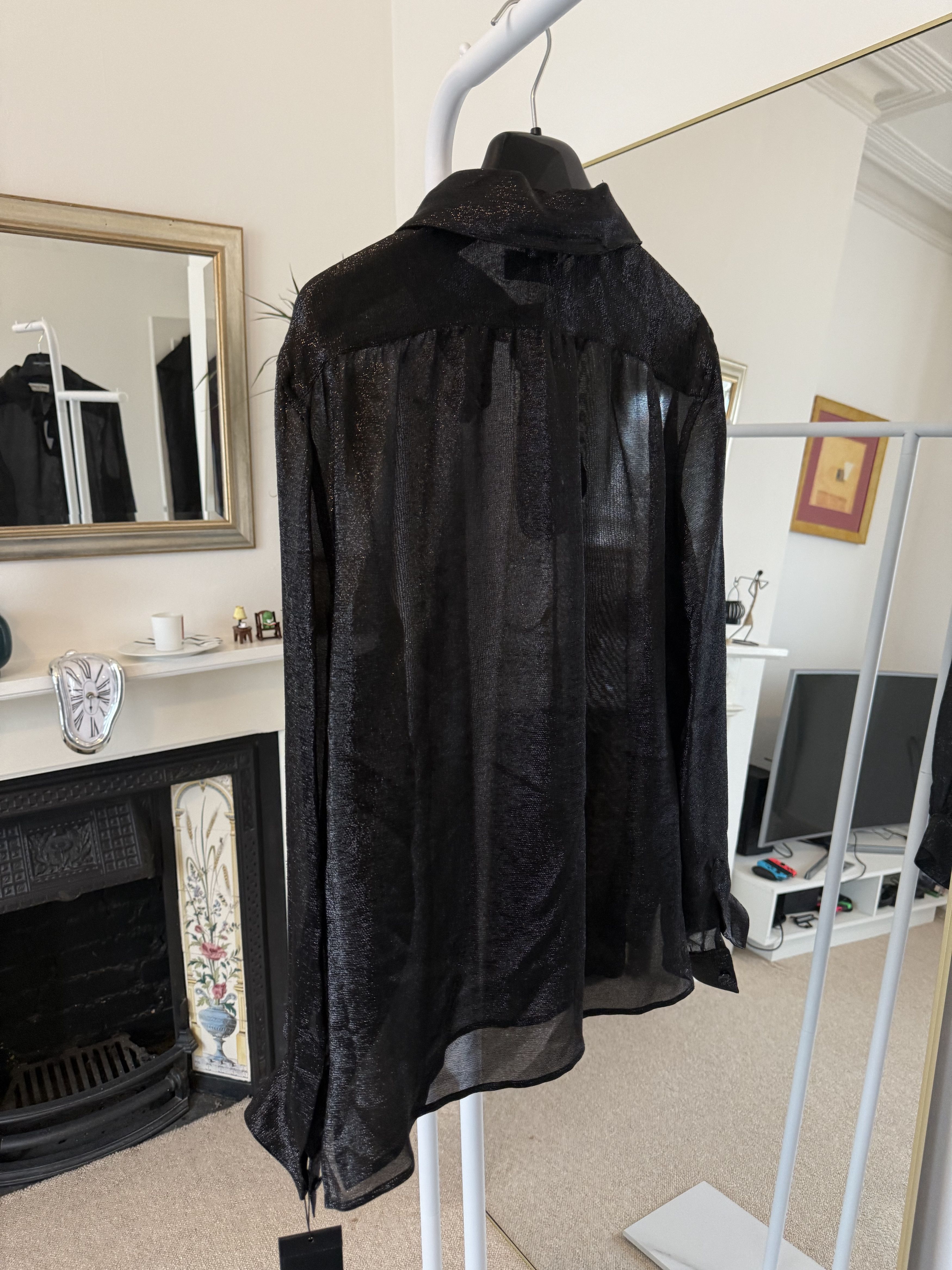 Saint Laurent Paris FW22 Saint Laurent Lavalliere-Neck Shirt in Sparkling Silk Size US M / EU 48-50 / 2 - 4 Thumbnail