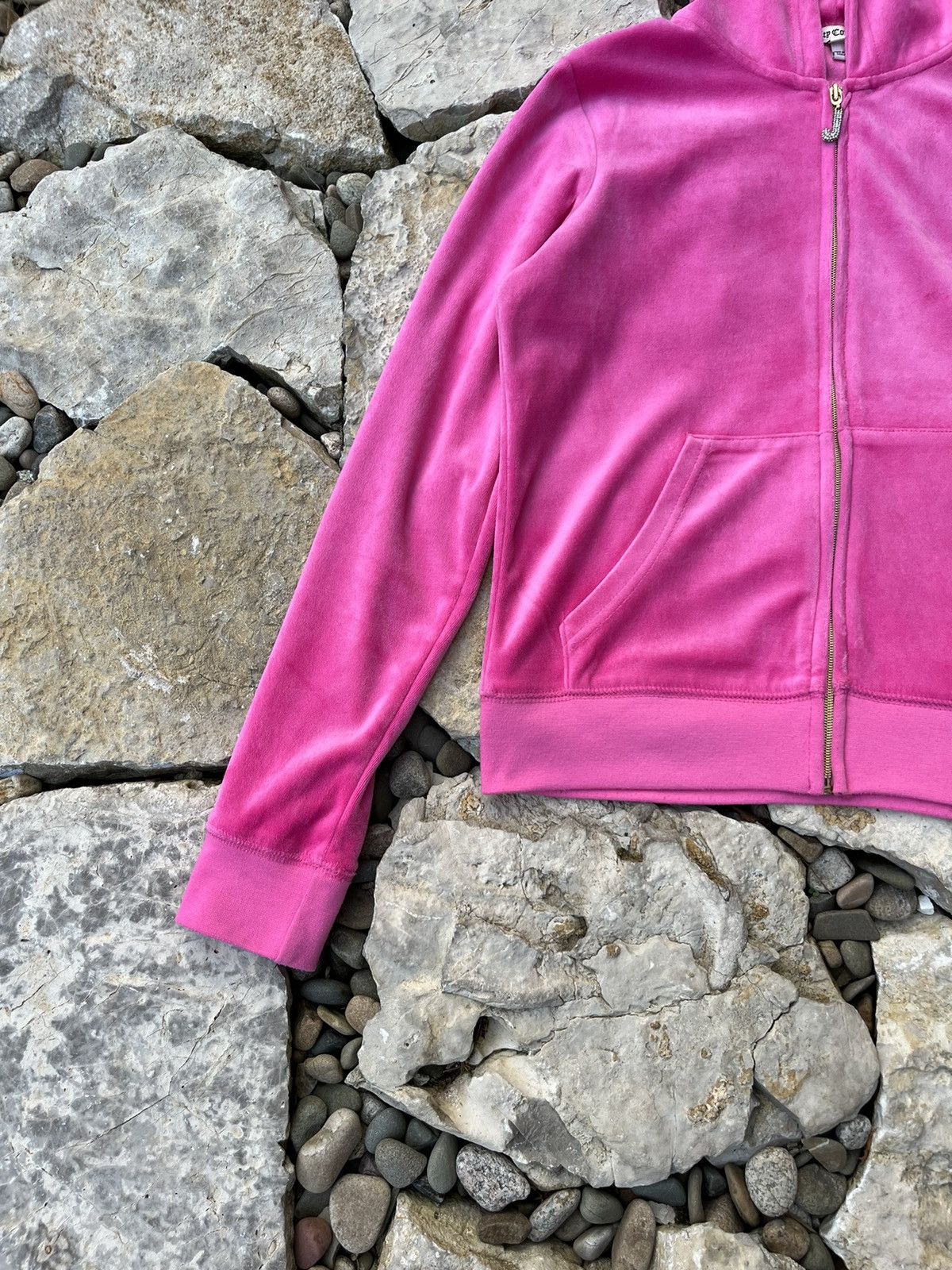 Juicy Couture × Vintage Vintage Juicy Couture y2k velvet zip hoodie basic sweatshirt Size L / US 10 / IT 46 - 6 Thumbnail